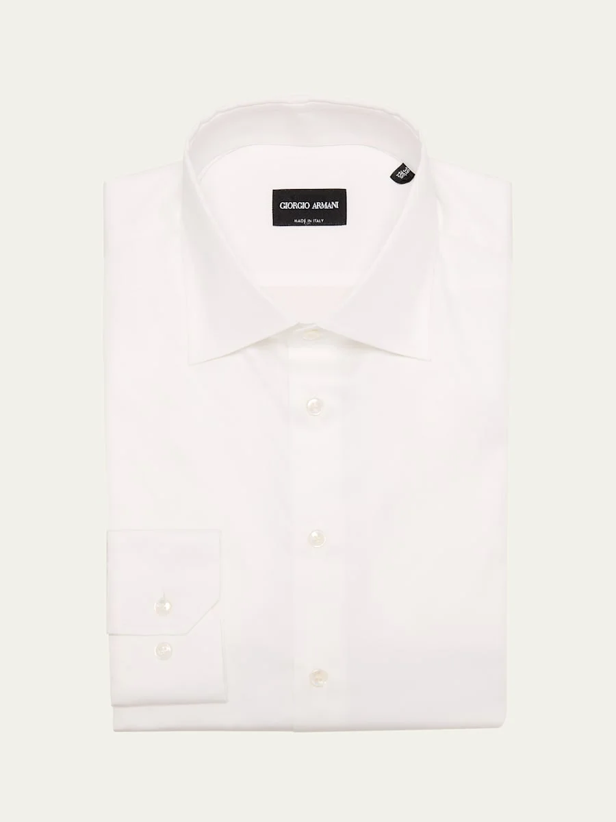 Men's Solid Cotton Dress Shirt - 1
