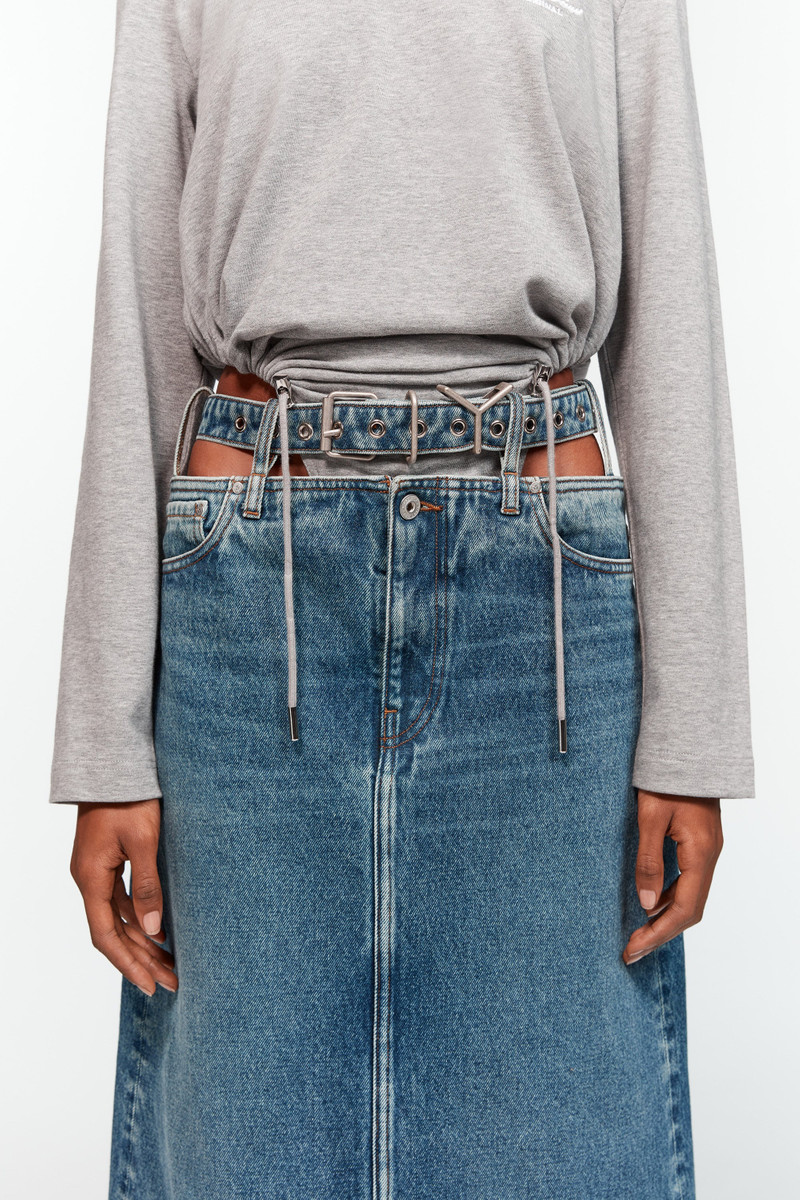 Evergreen Y Belt Denim Midi Skirt 3