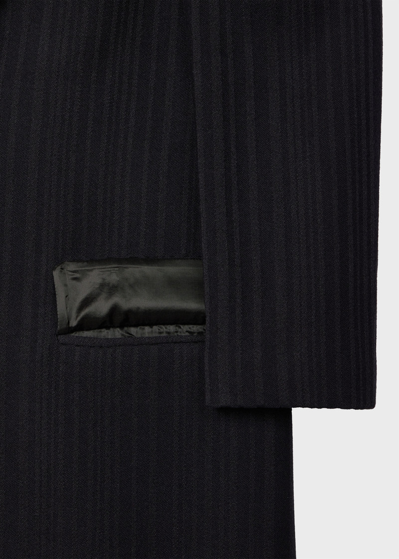 Women's Dark Navy 'Shadow Stripe' Cashmere-Blend Epsom Coat 3