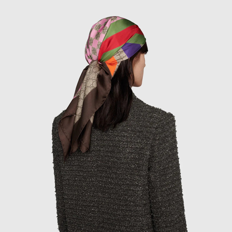 Geometric GG print twill scarf 3