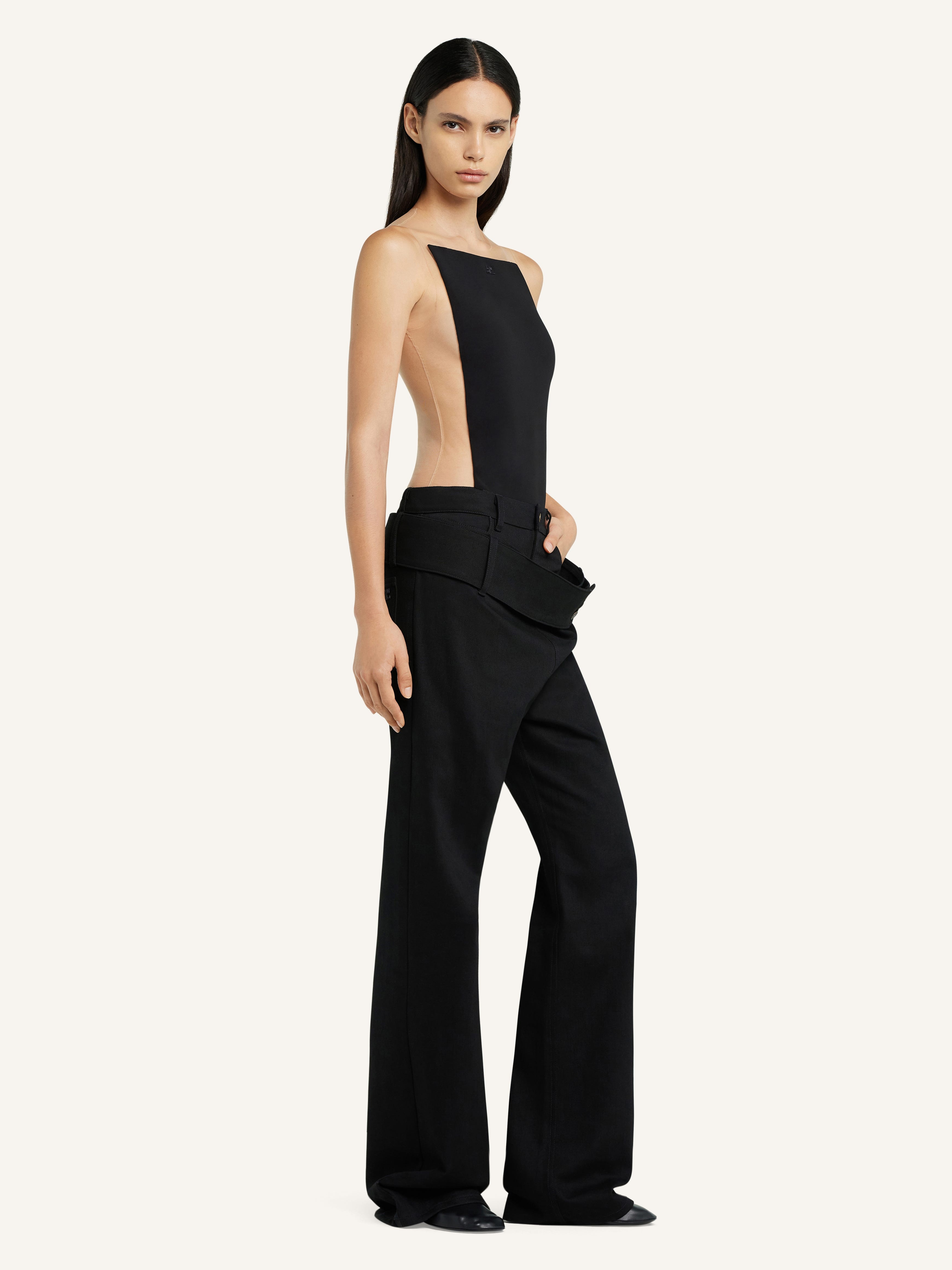 DOUBLE BELT DENIM PANTS - 3
