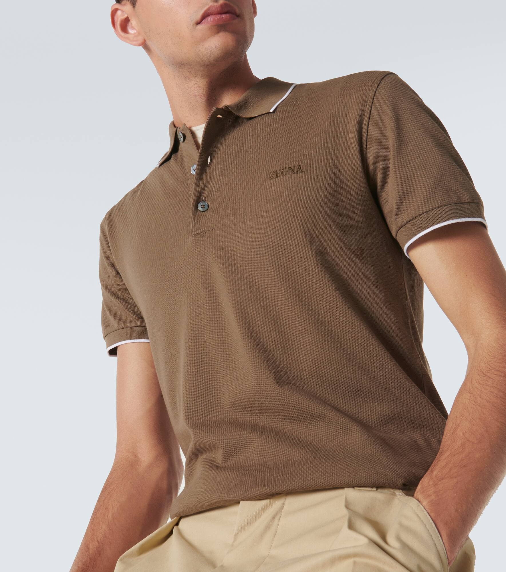 Cotton-blend polo shirt - 5