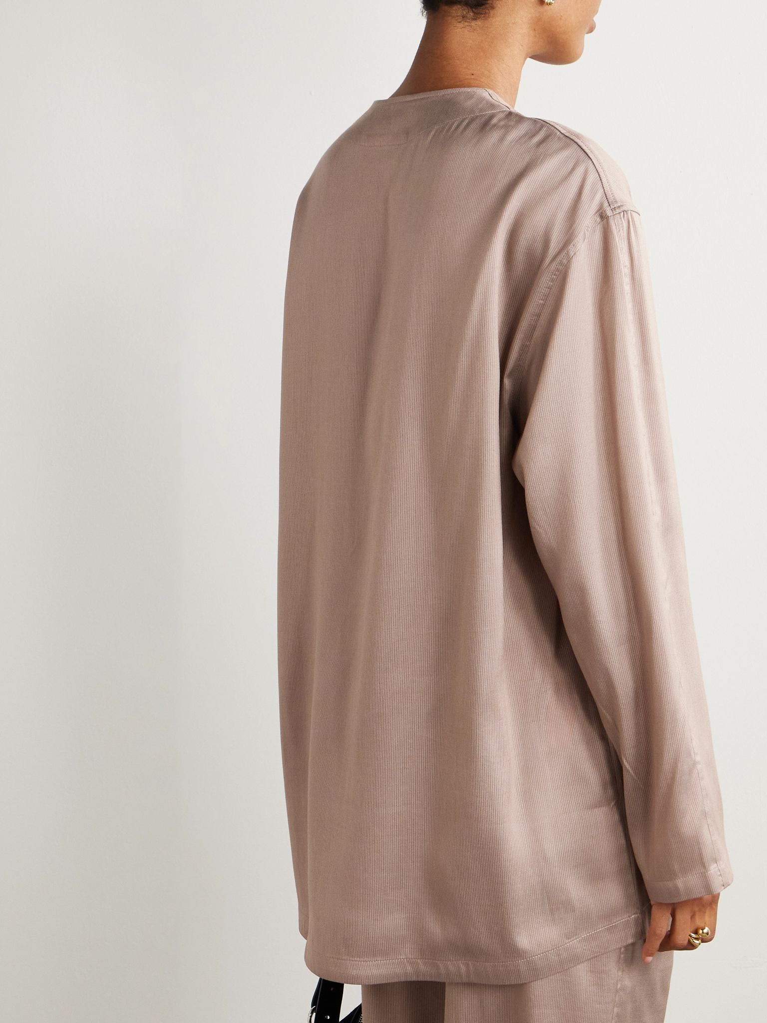 + Emporio Armani Strato Lyocell and silk-blend shirt Beige - 3