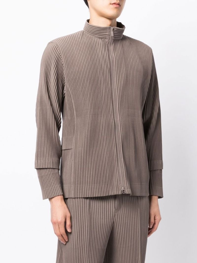 pleated zip-up jacket - 3