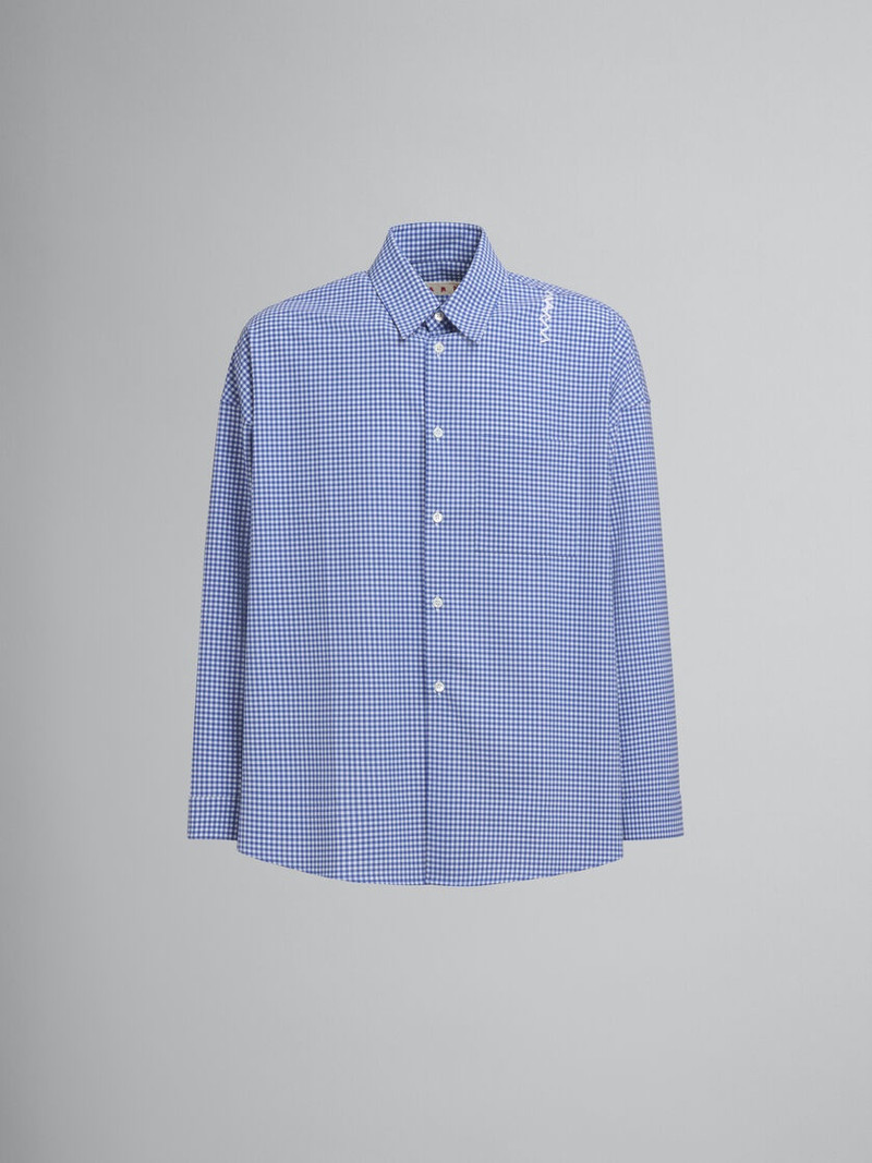 BLUE AND WHITE CHECKED WOOL SHIRT - 1
