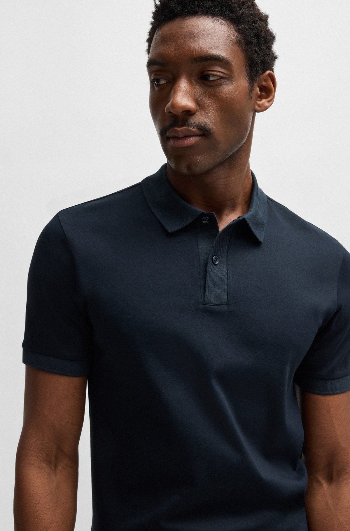 MERCERIZED-COTTON SLIM-FIT POLO SHIRT WITH COLLAR STRIPE - 3