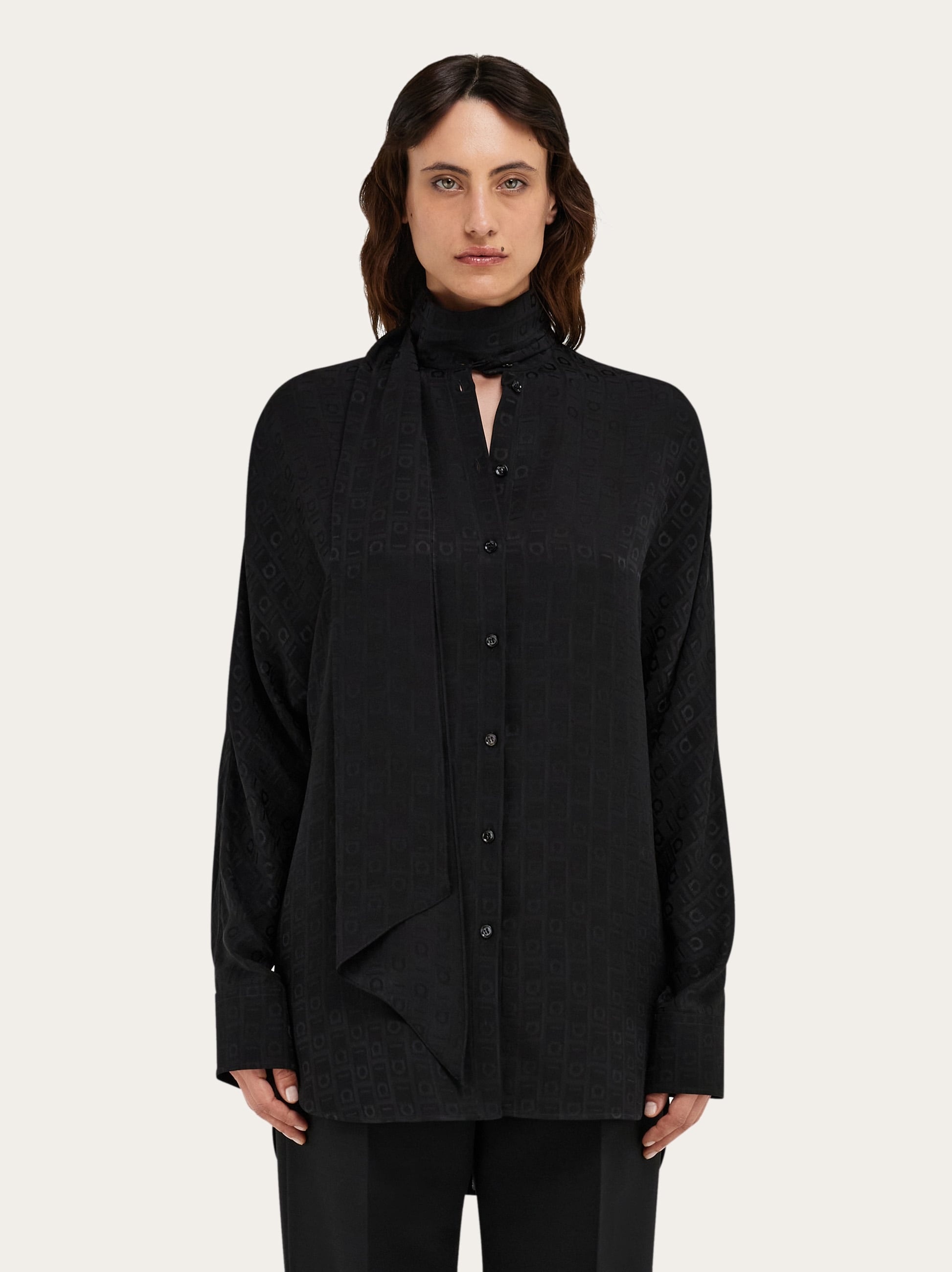 Viscose blouse with sash collar - 2