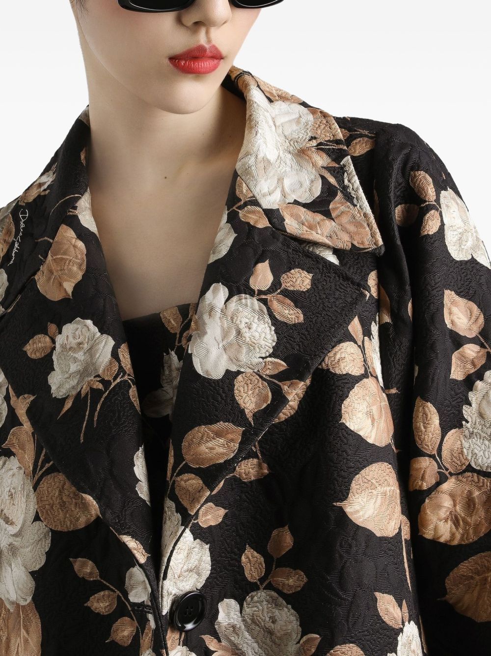 rose-print coat - 4