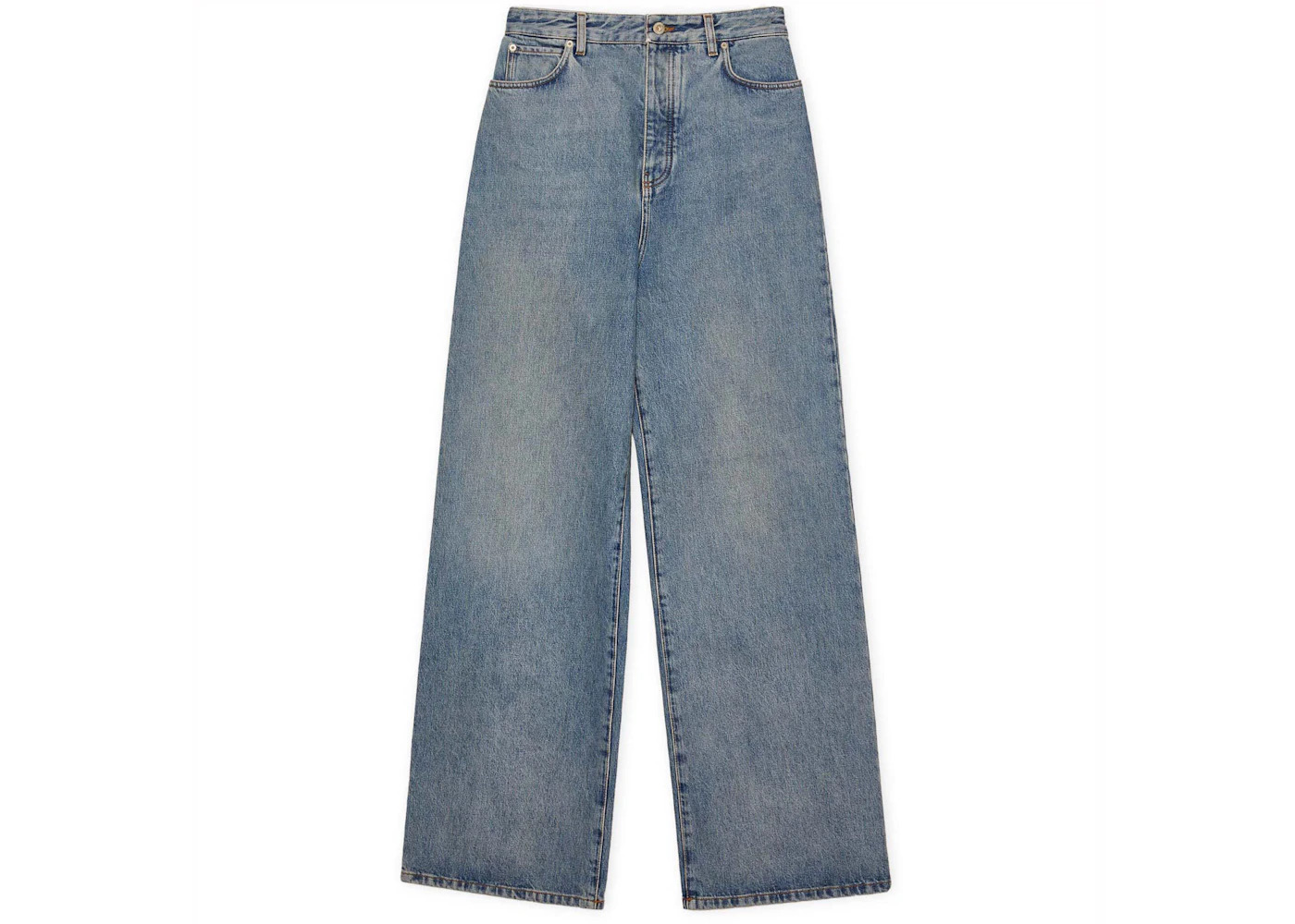 LOEWE High Waisted Jeans Washed Denim - 1