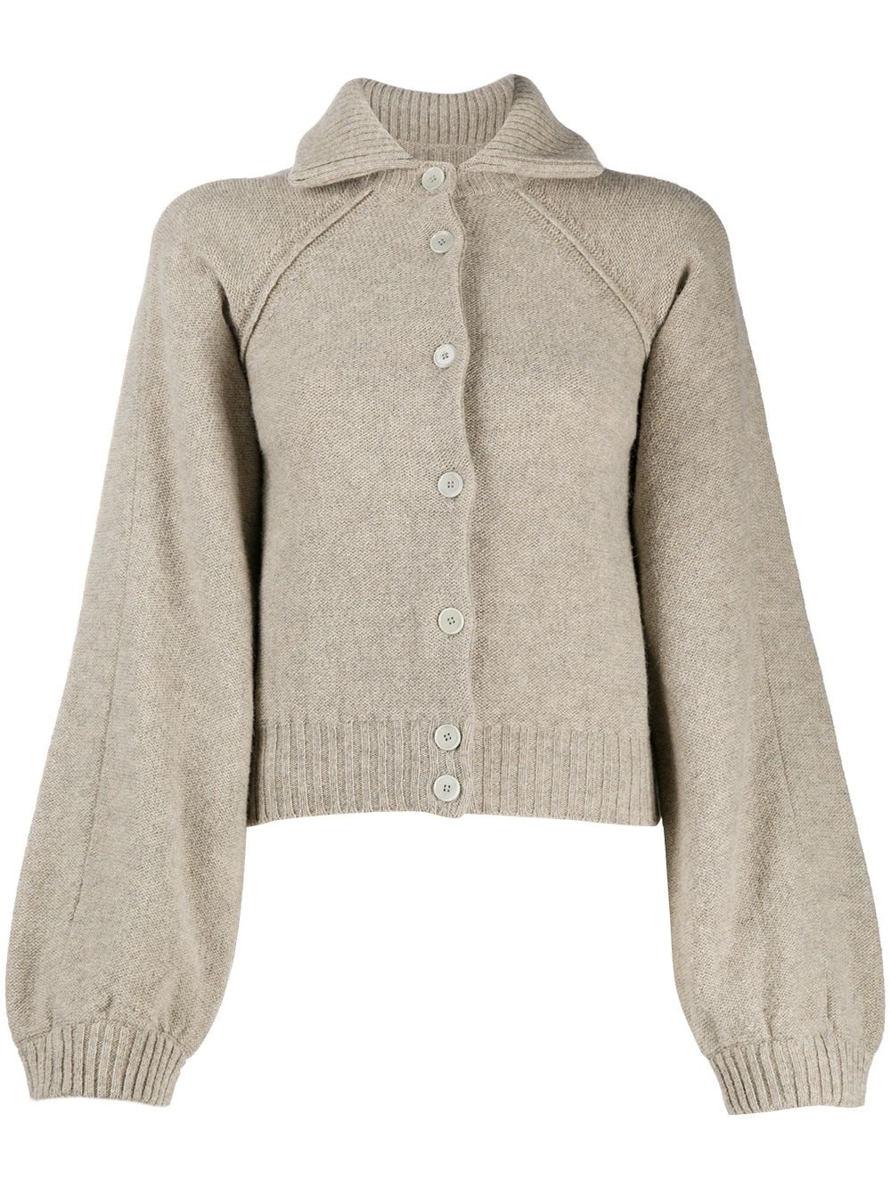 spread-collar buttoned cardigan  - 1