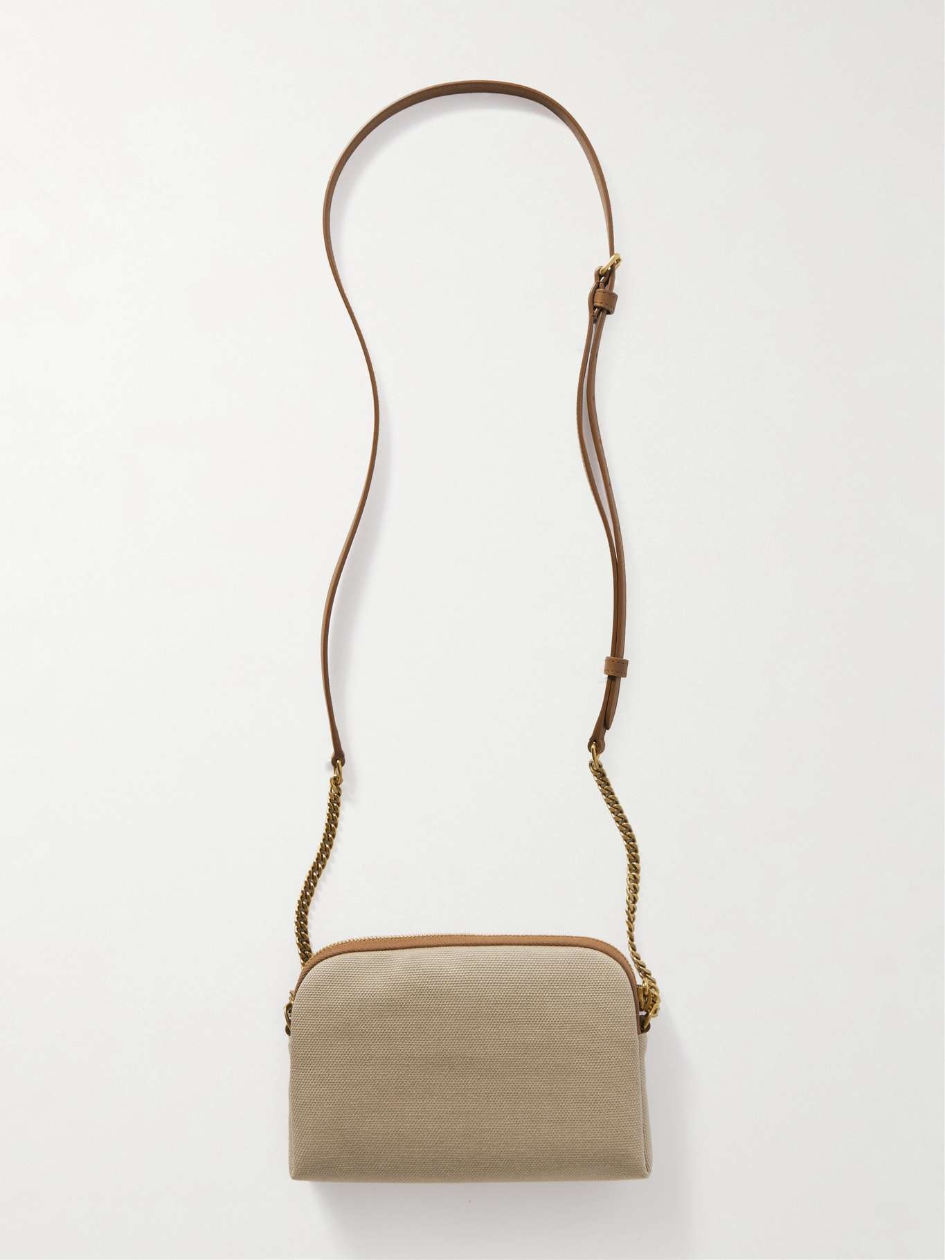 Gaby mini leather-trimmed embellished canvas shoulder bag - 3