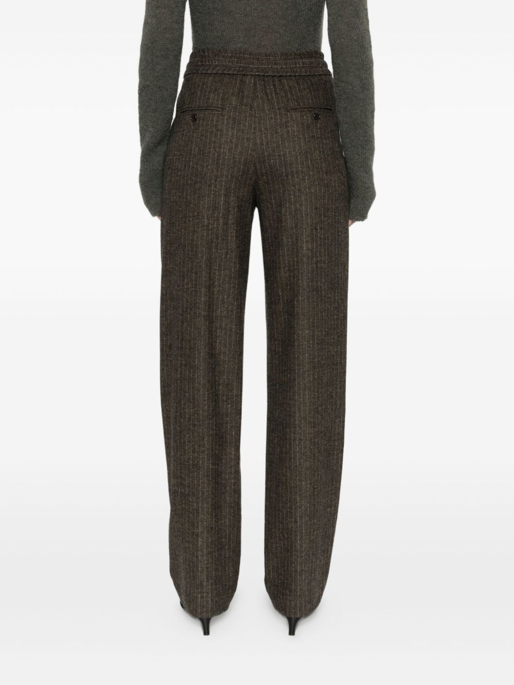 pinstripe elastic-waist tailored trousers - 4
