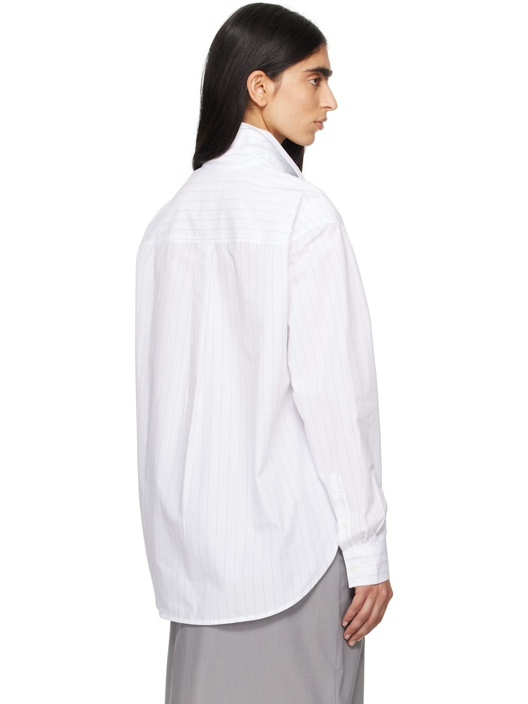 White & Blue Monogram Striped Shirt - 3