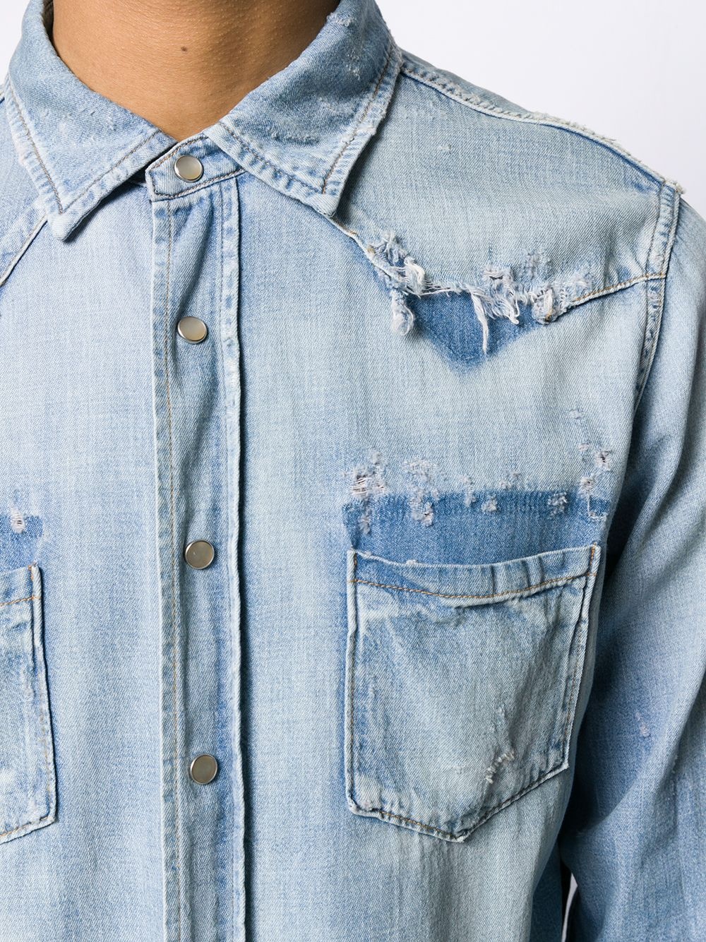 distressed Western denim shirt - 5