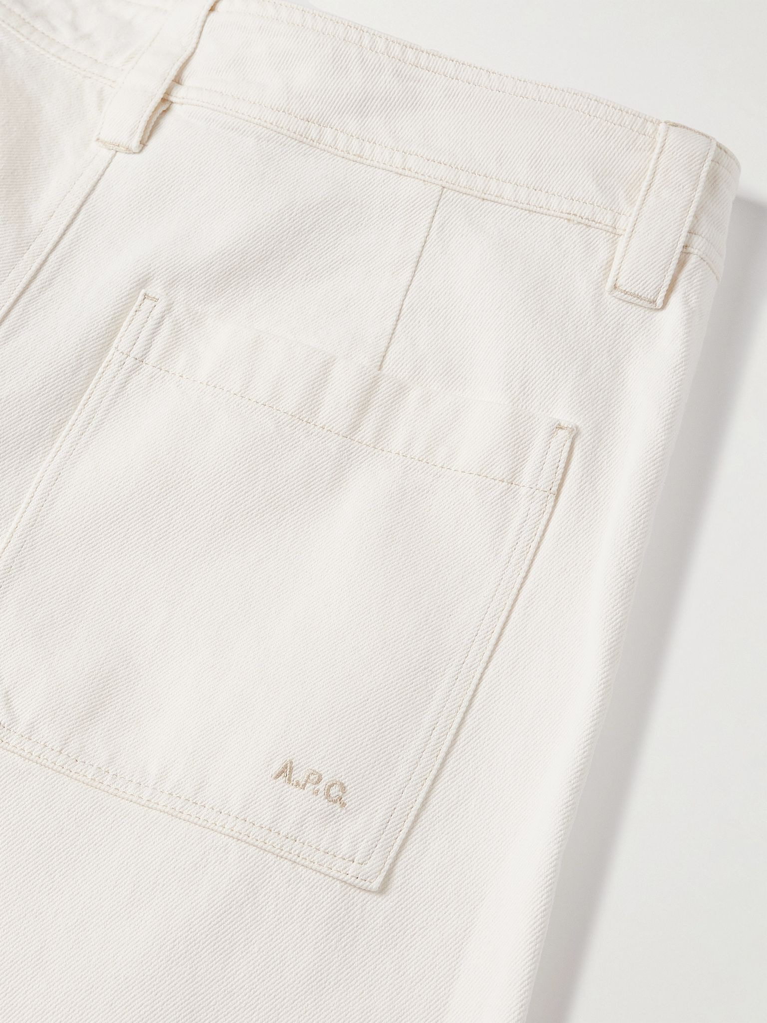 Gustav Straight-Leg Organic Cotton-Twill Trousers Off-white - 5