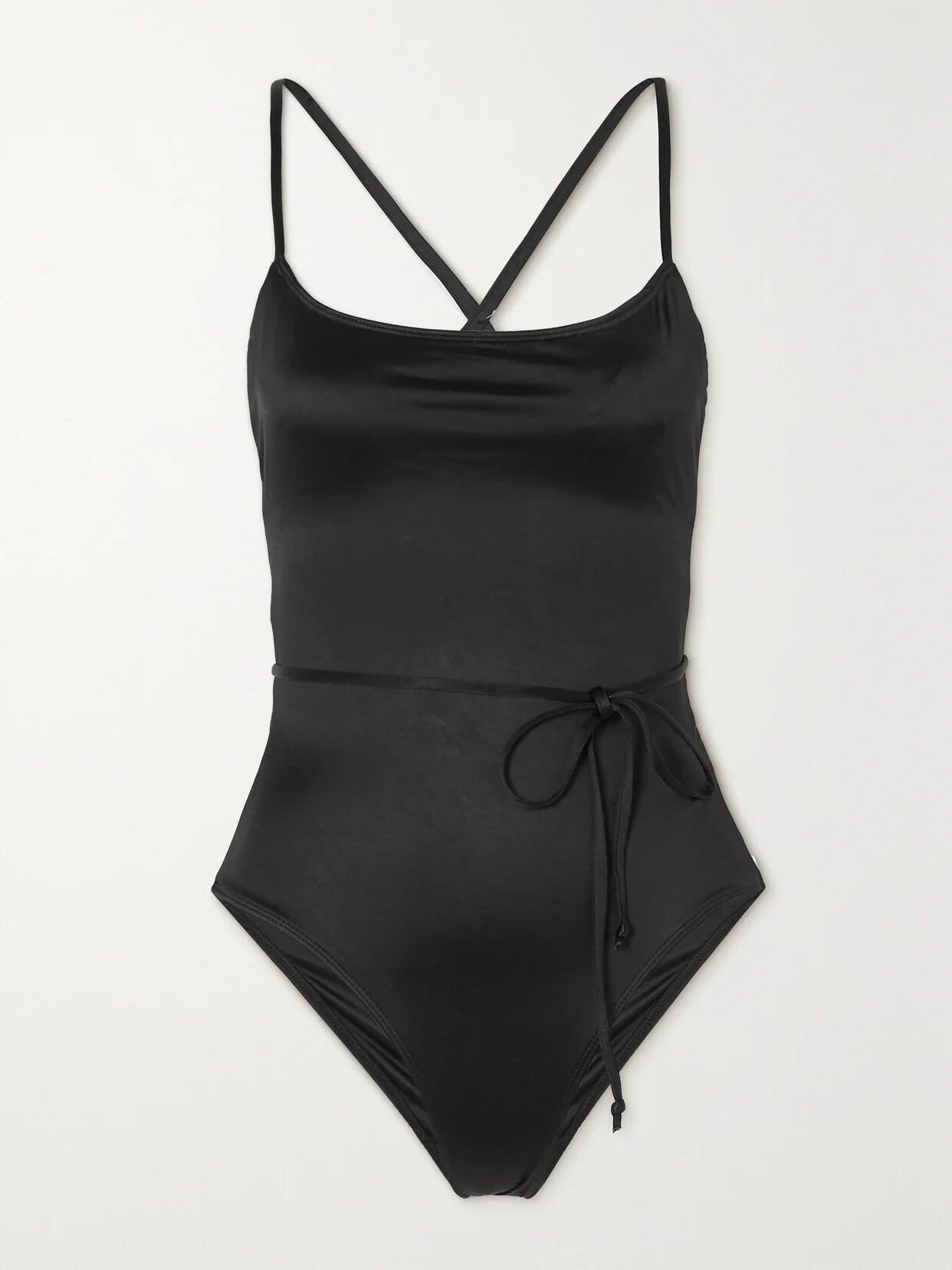 Vacay Belted Stretch-satin Swimsuit - 1