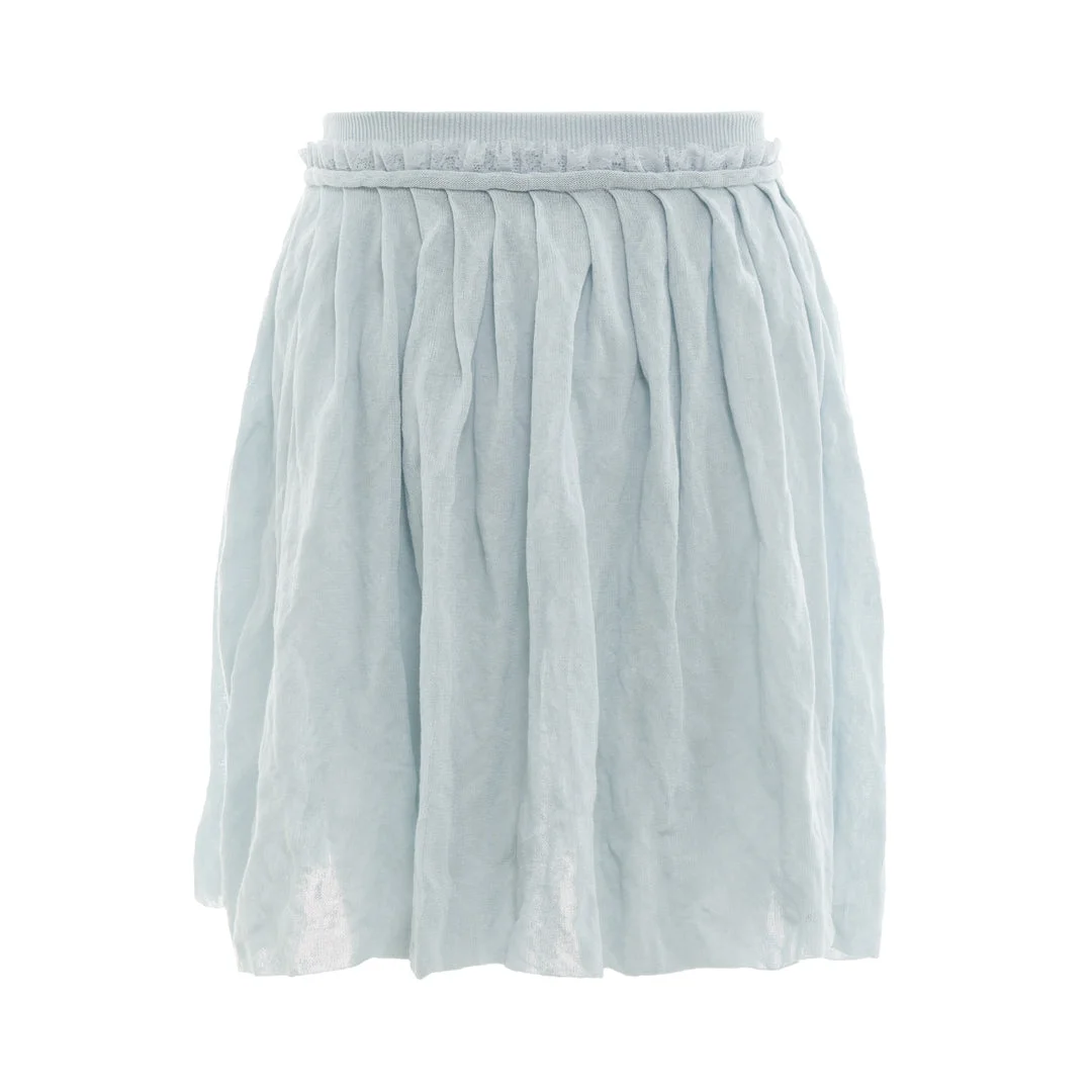 Raw-Edge Pleated Knit Skirt - 1