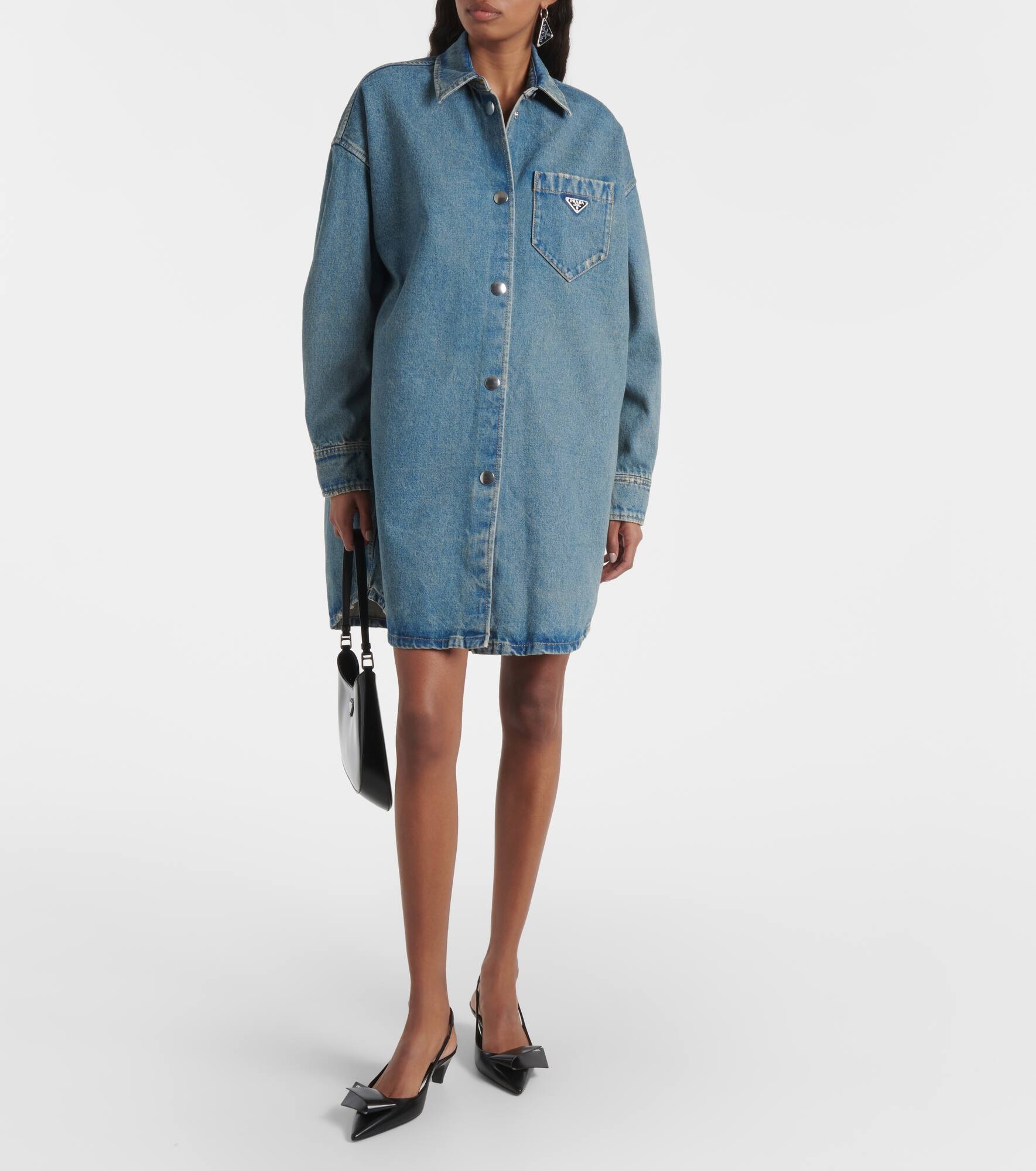 Oversized denim shirt dress - 2