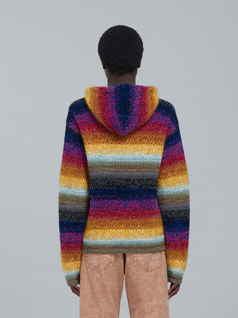 VISCOSE AND WOOL HOODED CREWNECK SWEATER 3