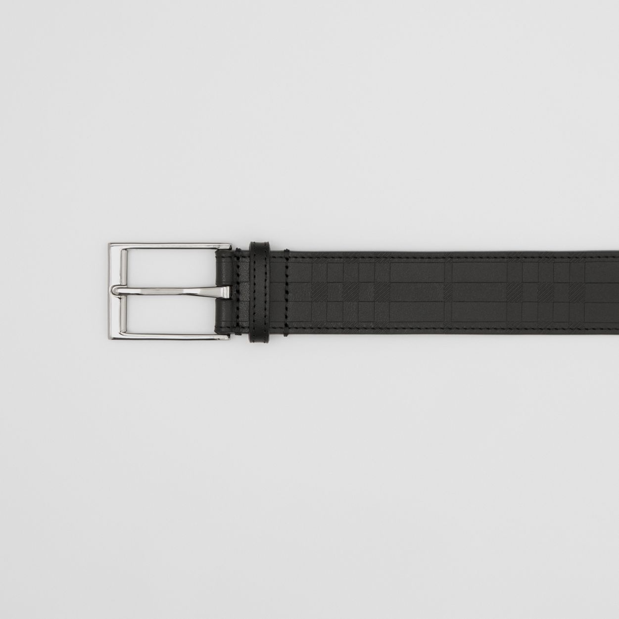 Embossed Check Leather Belt - 2