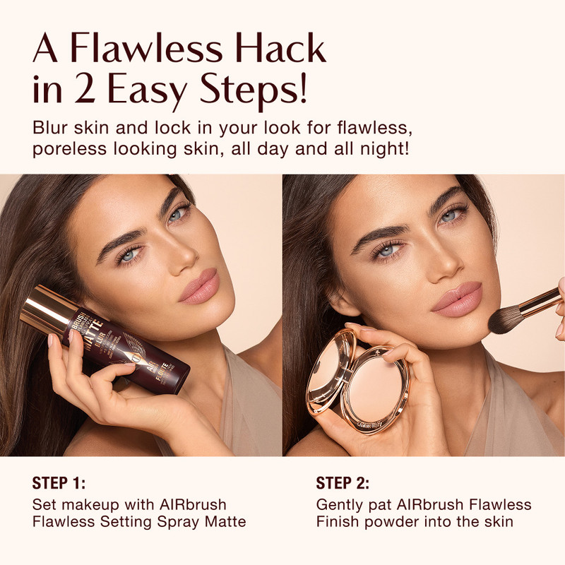 AIRBRUSH FLAWLESS SETTING SPRAY MATTE FULL-SIZE + TRAVEL-SIZE DUO 100ML + FREE 34ML 6