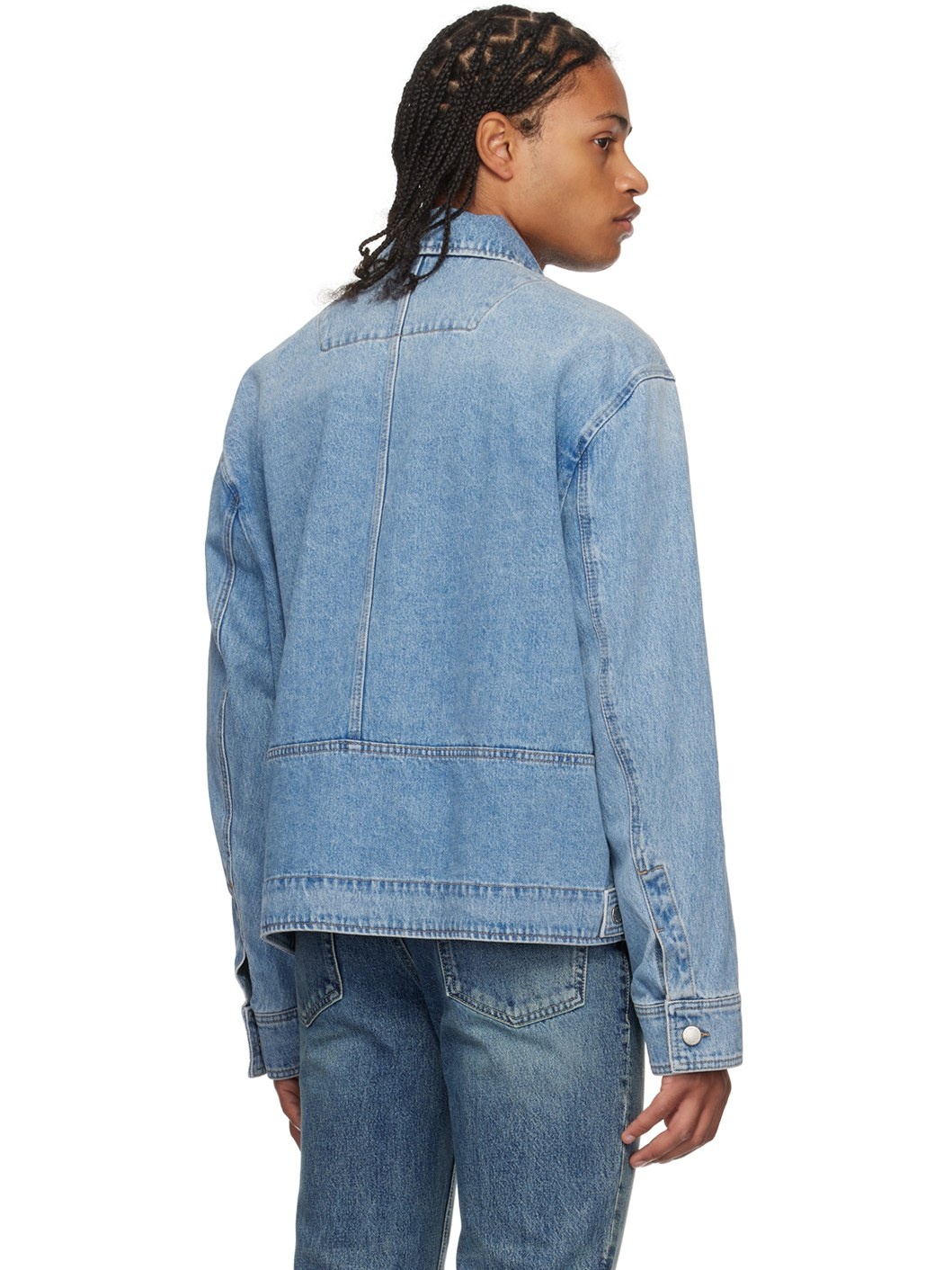 Blue Paneled Denim Jacket - 3