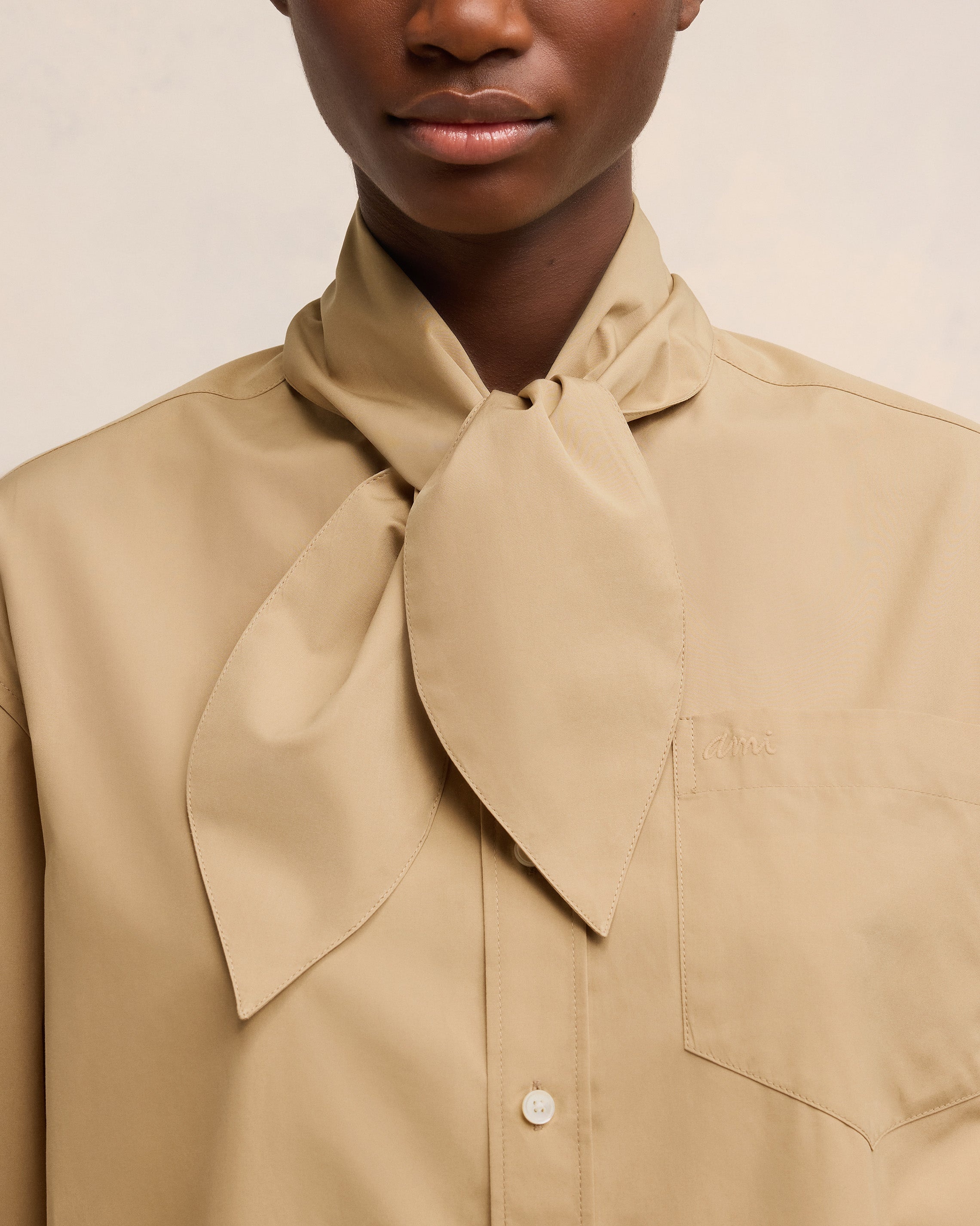 SCARF COLLAR SHIRT DRESS - 4