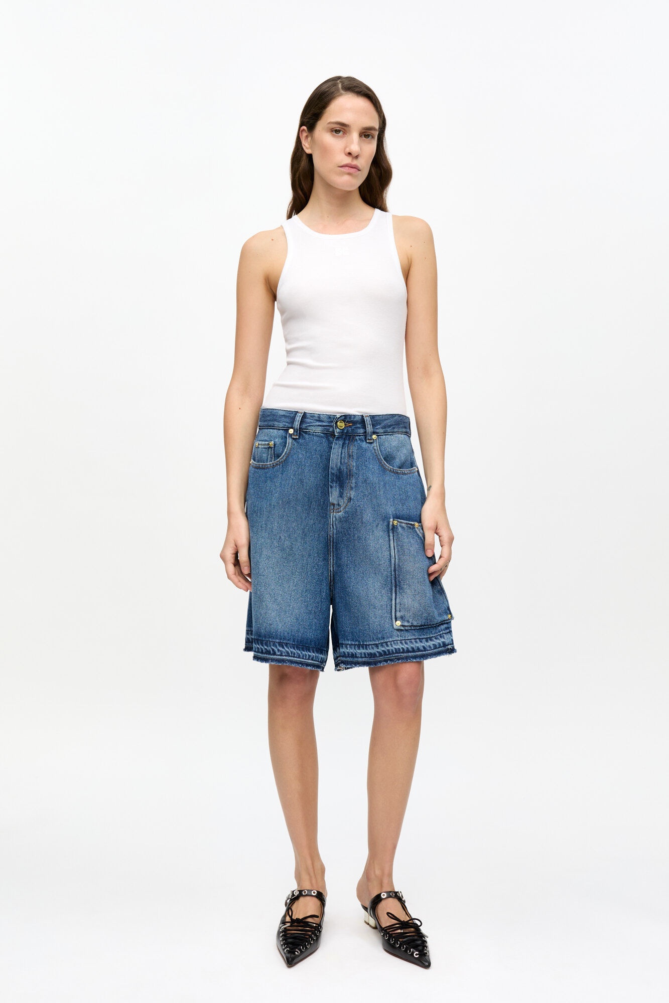 BLUE LIGHT DENIM SHORTS - 2