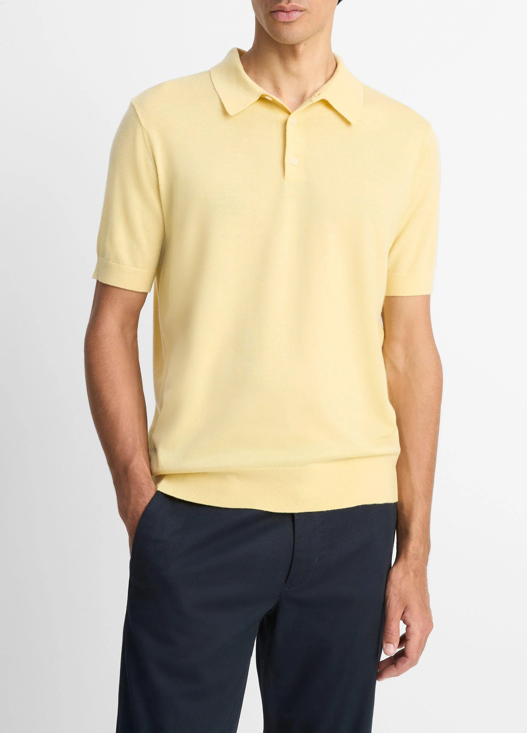 Featherweight Merino Wool-Cashmere Polo Sweater - 1