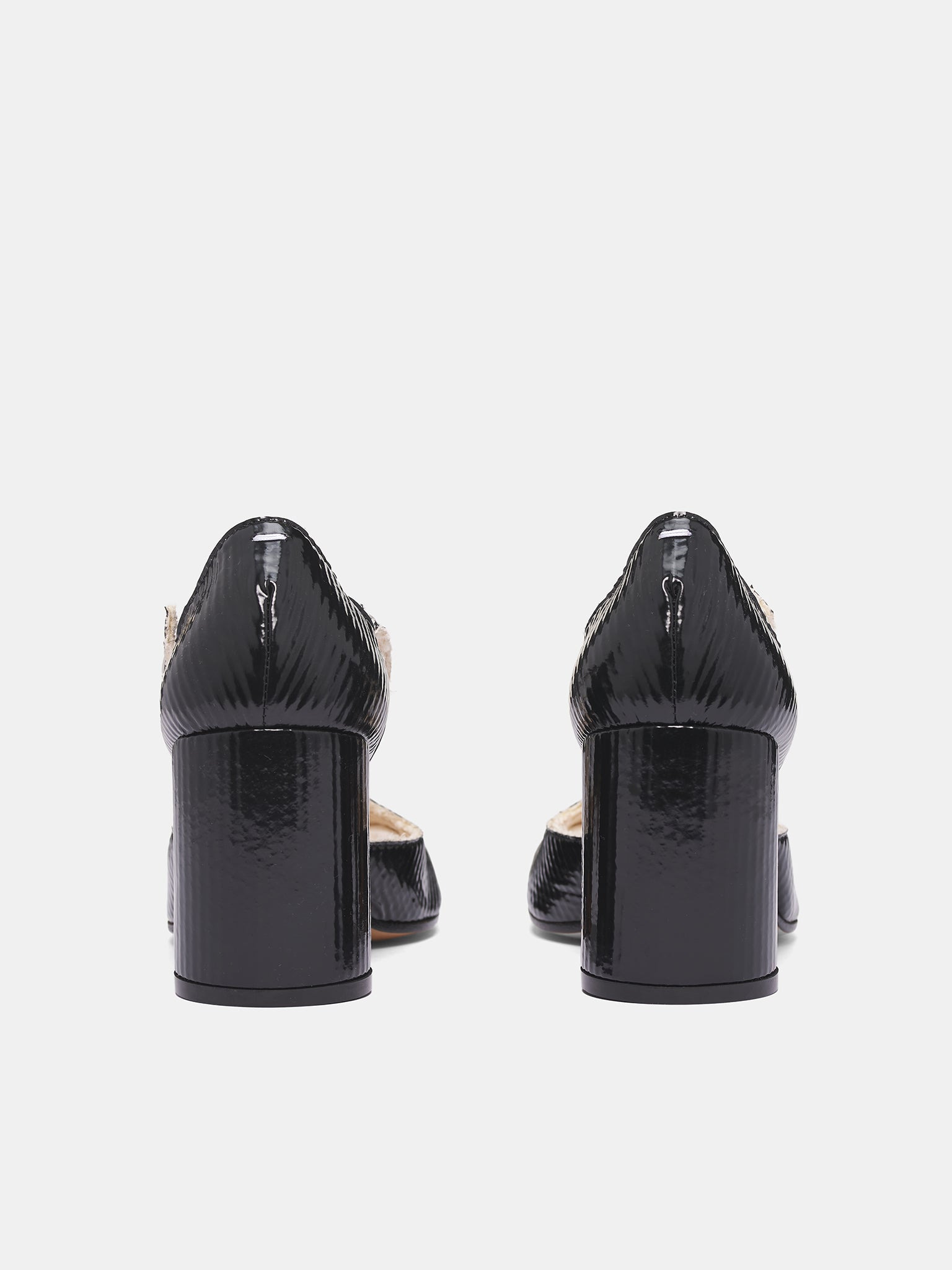 Black Leather Tabi Strappy Heels - 4