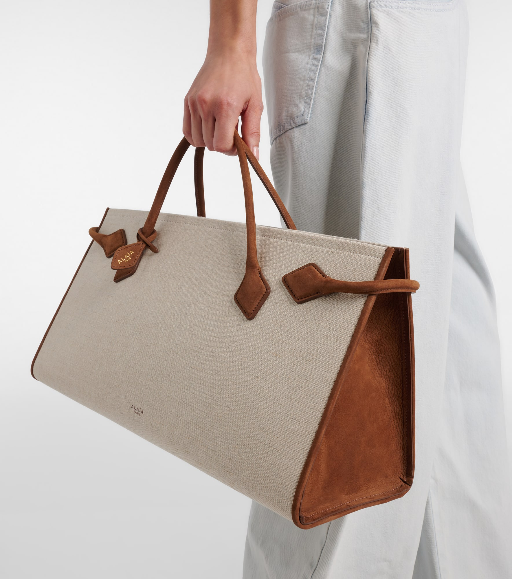 Le Teckel leather-trimmed canvas tote bag - 5