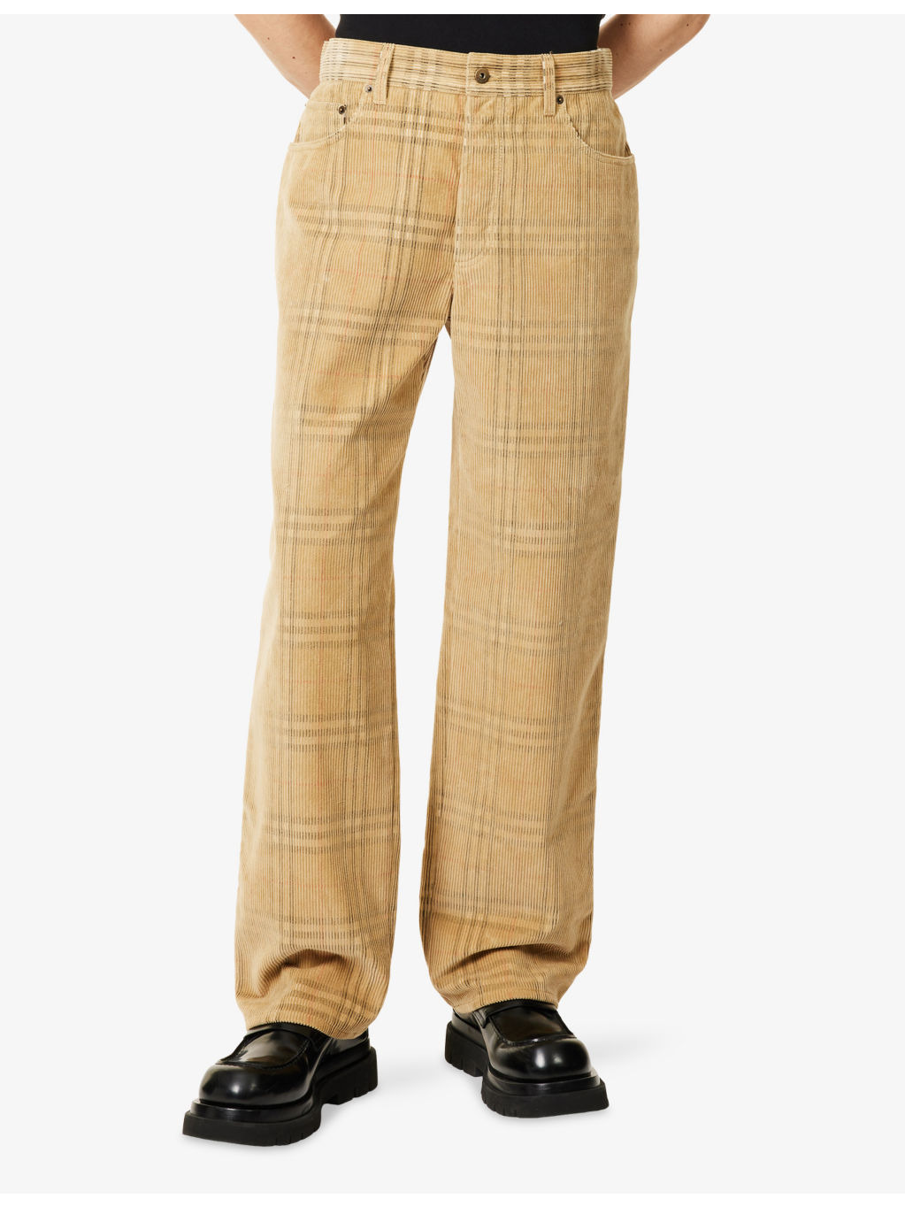 Checked Corduroy Cotton Trousers - 3