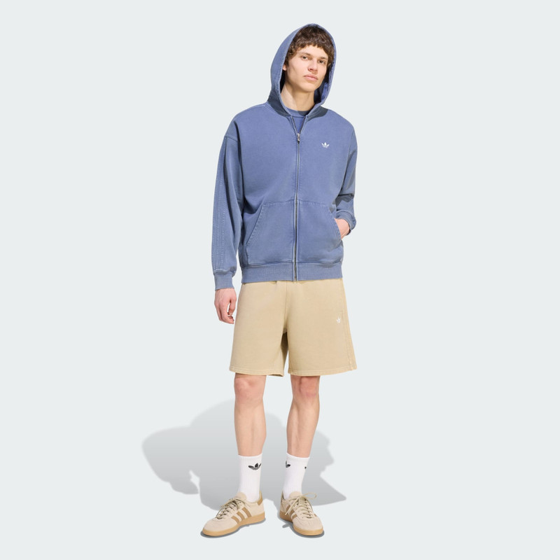 TREFOIL ESSENTIALS WASHED FULL ZIP LOOSE HOODIE 4