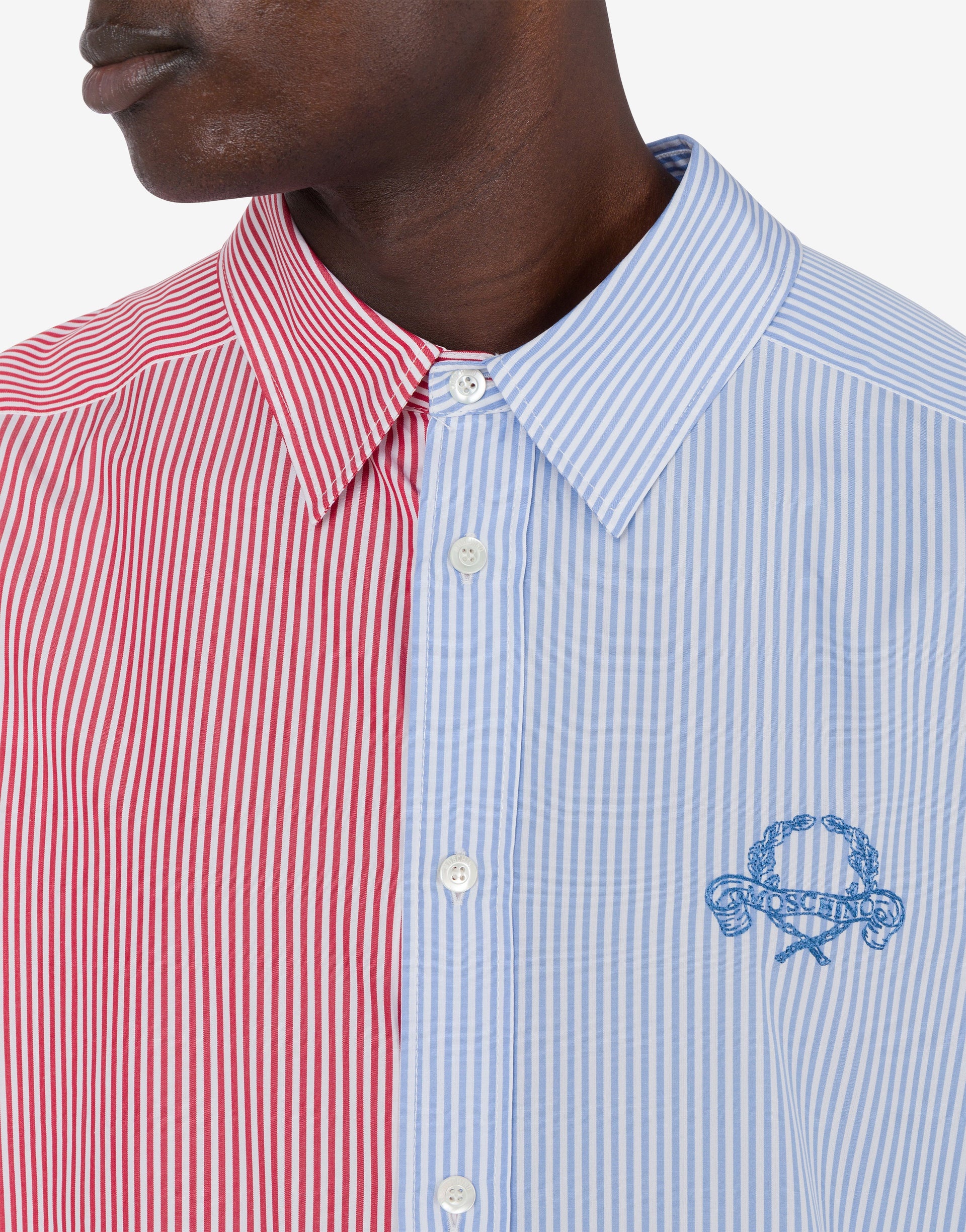 STRIPED POPLIN SHIRT LAUREL CROWN LOGO - 3