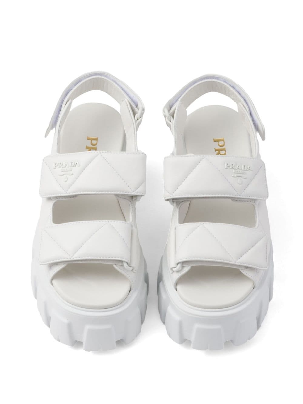 triangle-logo quilted leather sandals - 4