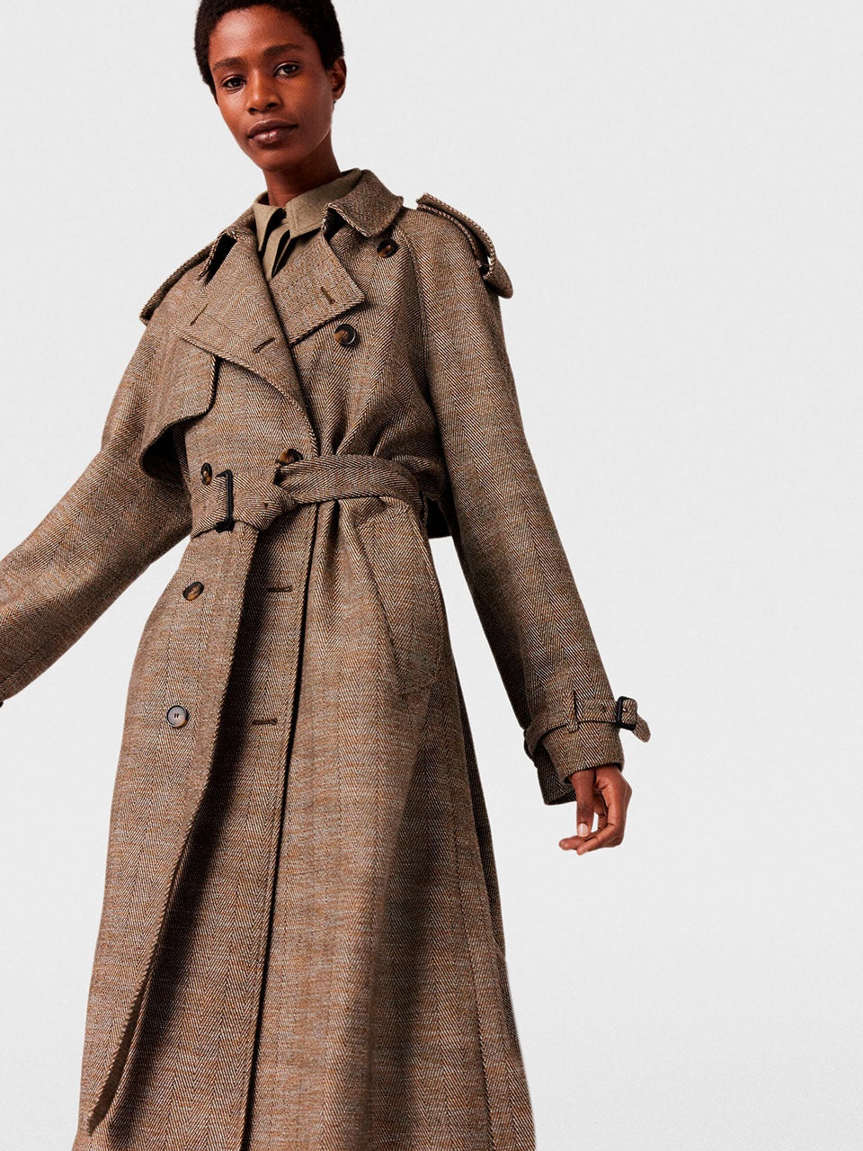 PRINCE OF WALES MOTIF TRENCH COAT - 1