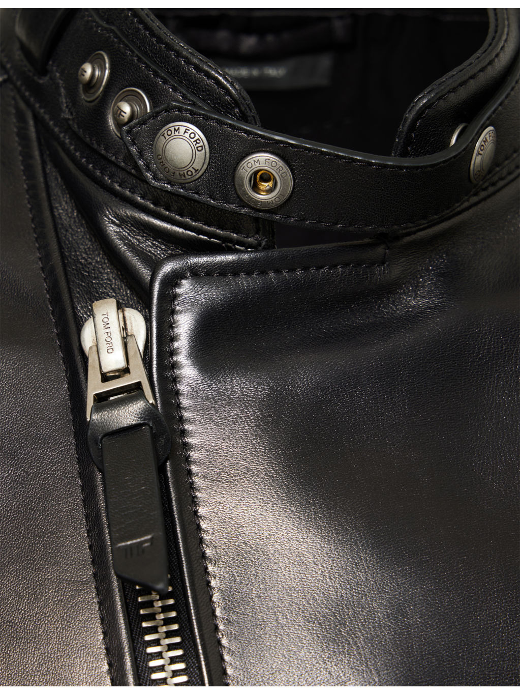 Panelled Zipped Leather Biker Jacket - 7