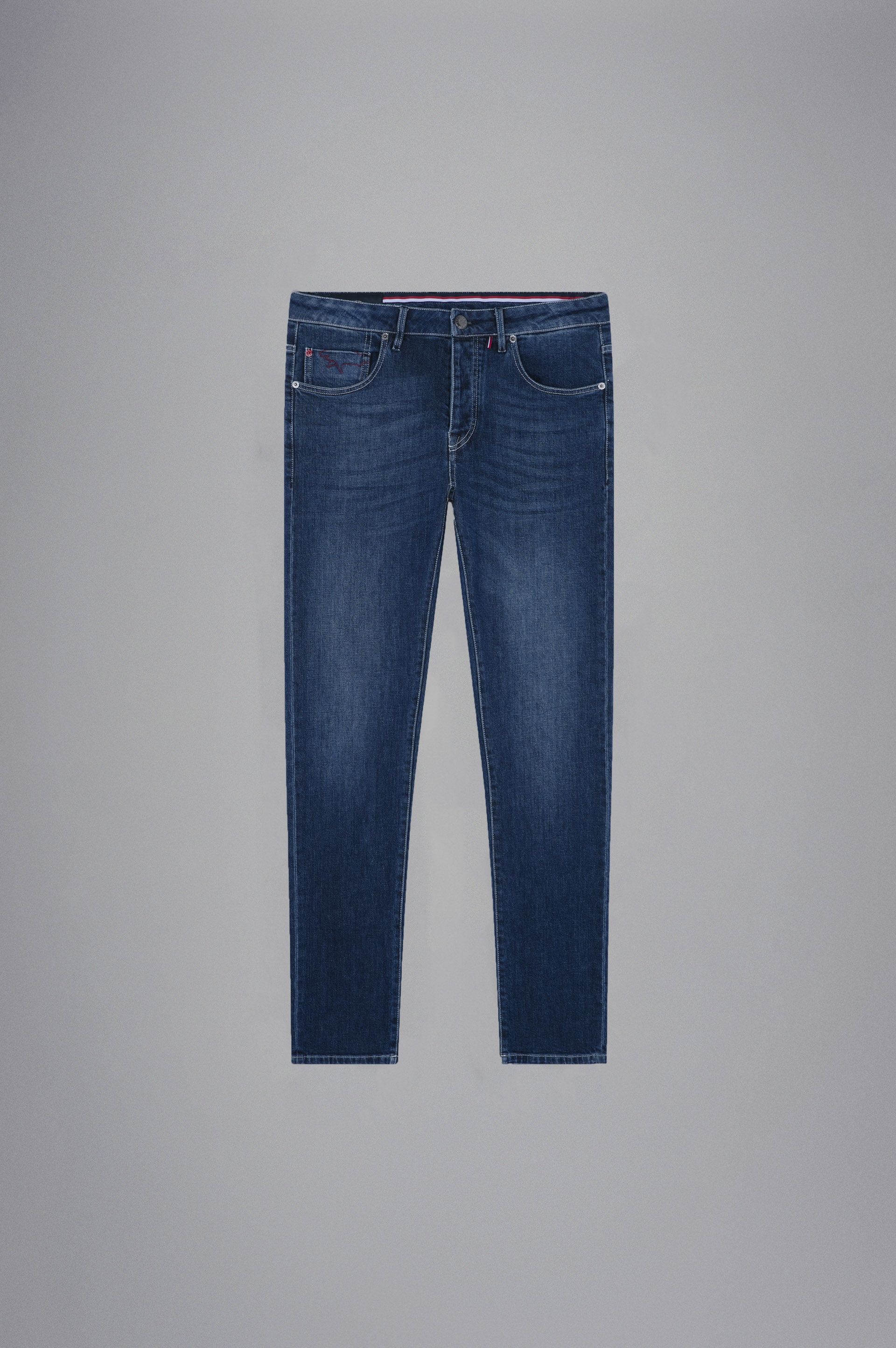 RED RIVET STRETCH JEANS - 1