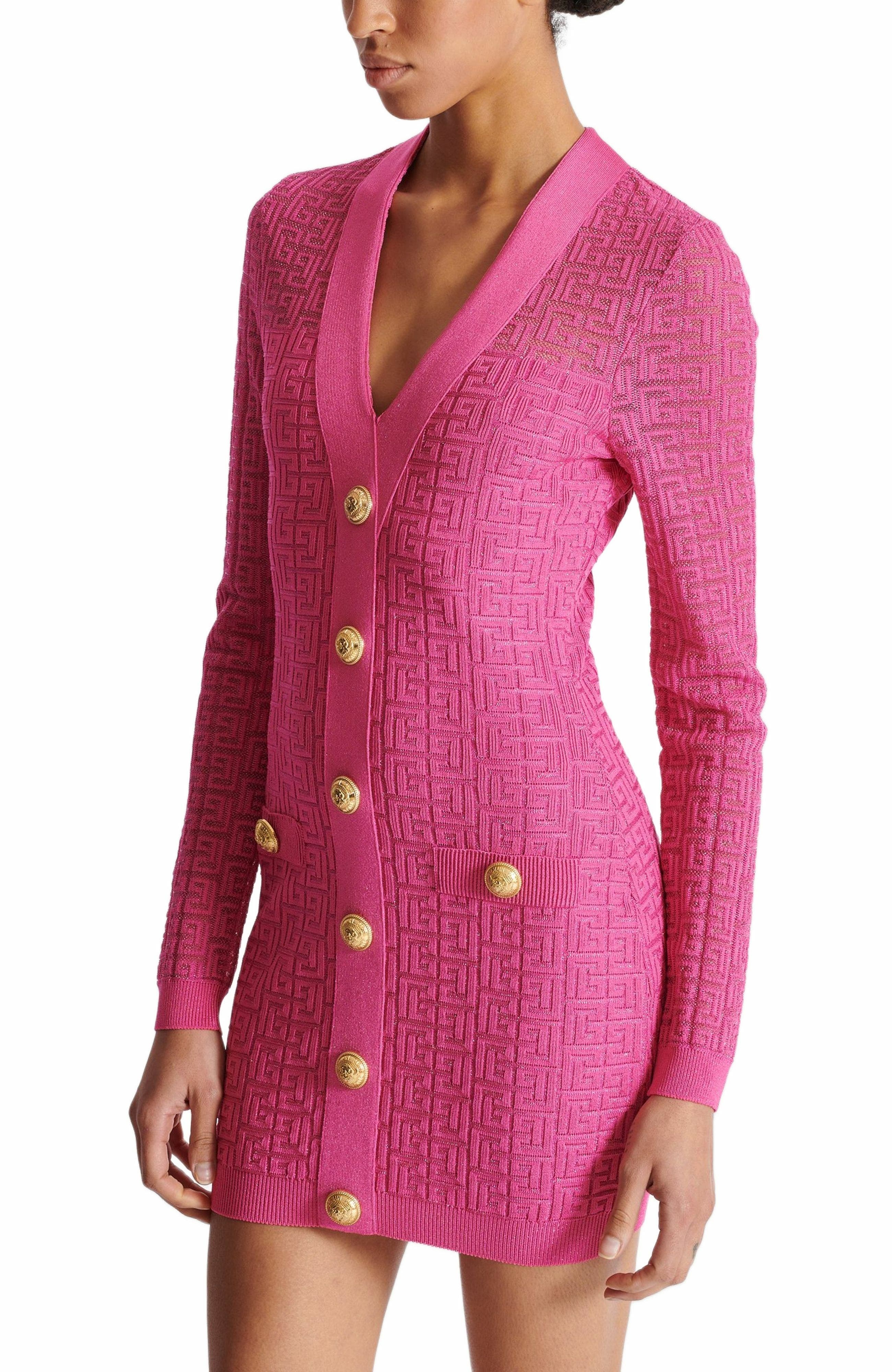 Balmain Monogrammed knit dress in Pink at Nordstrom - 6