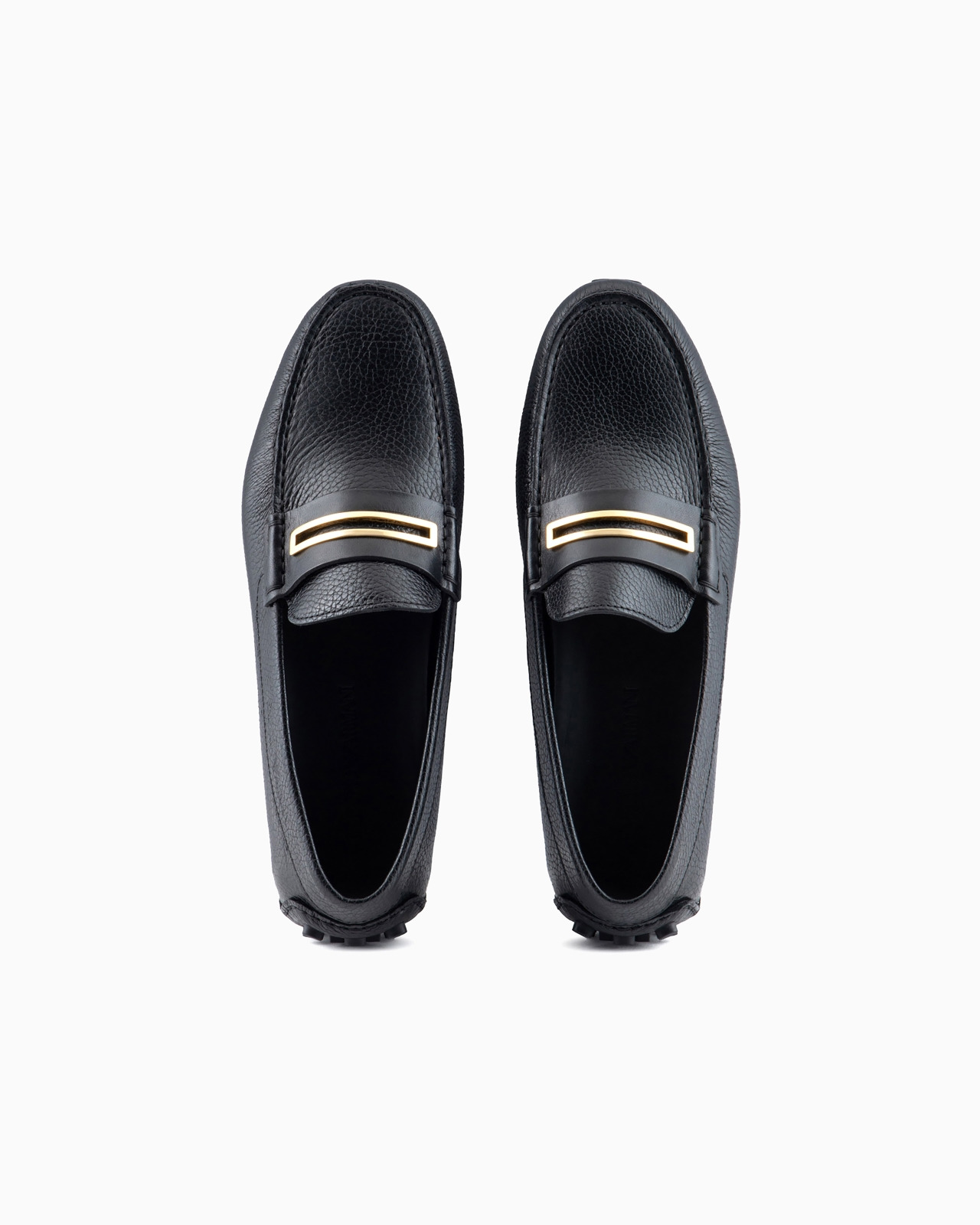 Pebbled leather driving loafers with stirrup bar - 3