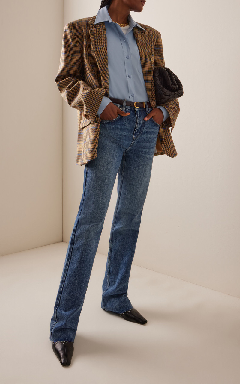 The Frankie Shop Lyra Oversized Houndstooth Blazer brown outlook