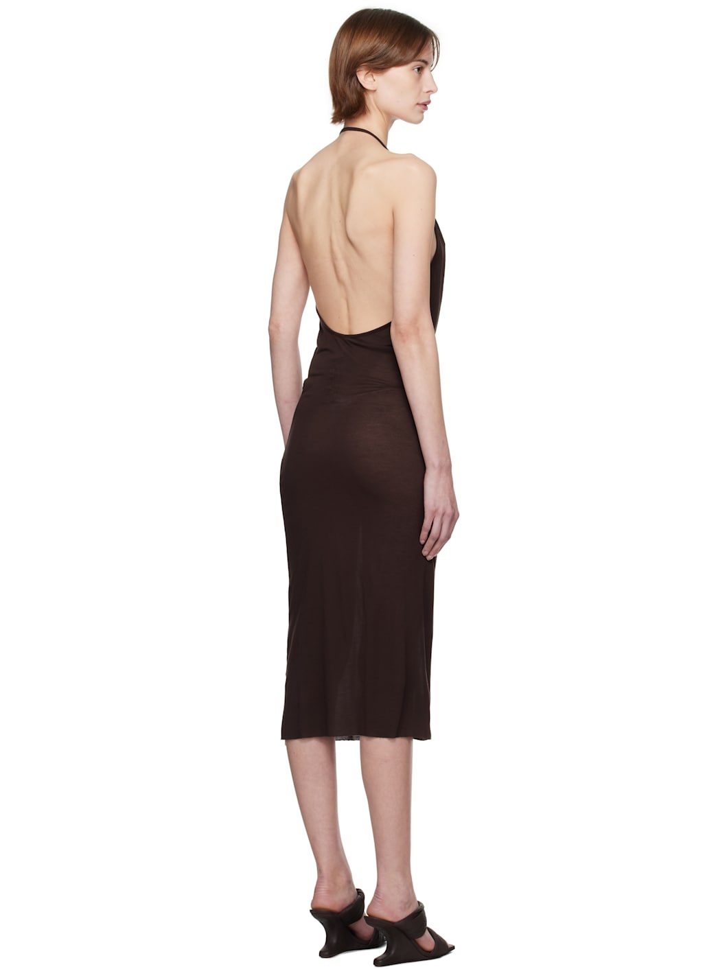 Brown Hollywood Draped Dress - 3