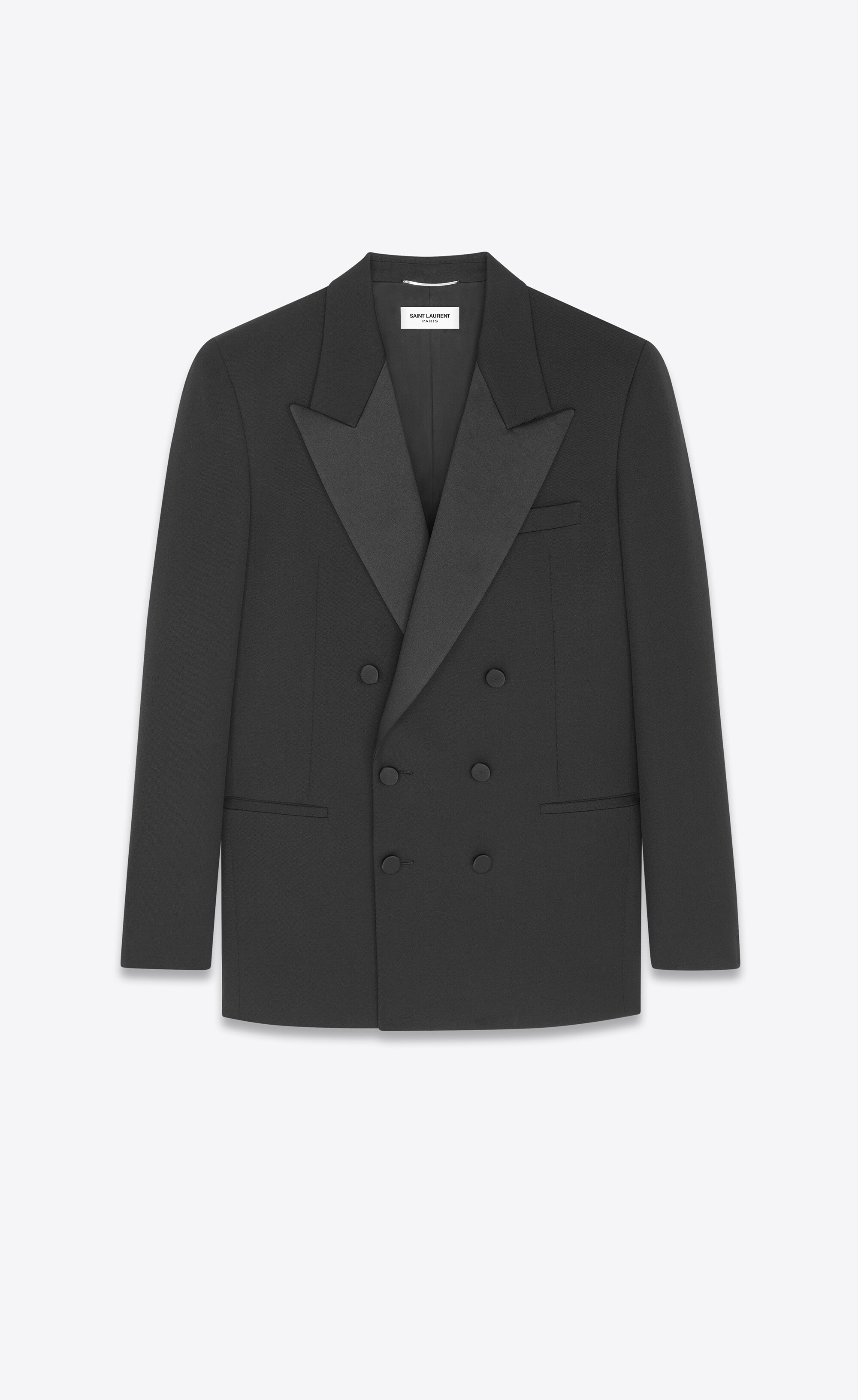 double-breasted tuxedo jacket in grain de poudre - 1
