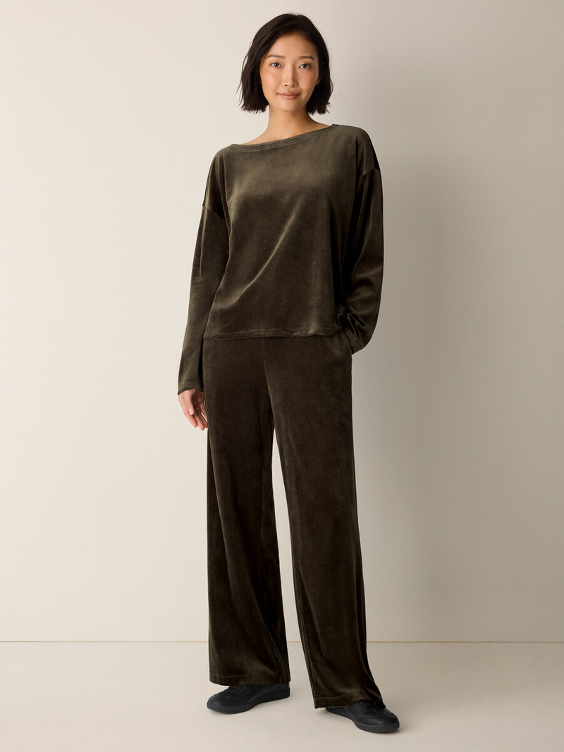 EILEEN FISHER Cozy Velour Knit Bateau Neck Top outlook
