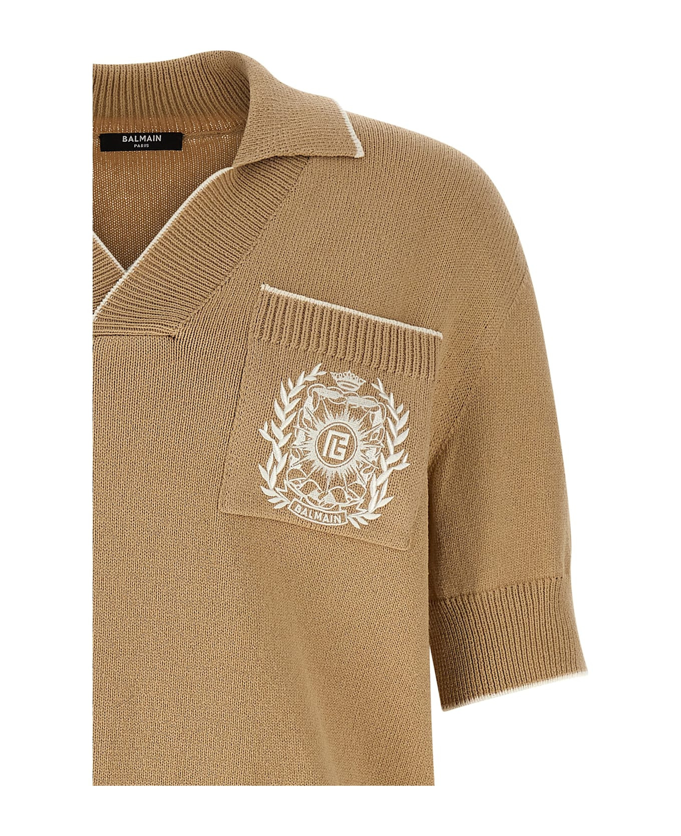 'balmain Stemma' Embroidery Polo Shirt - 3