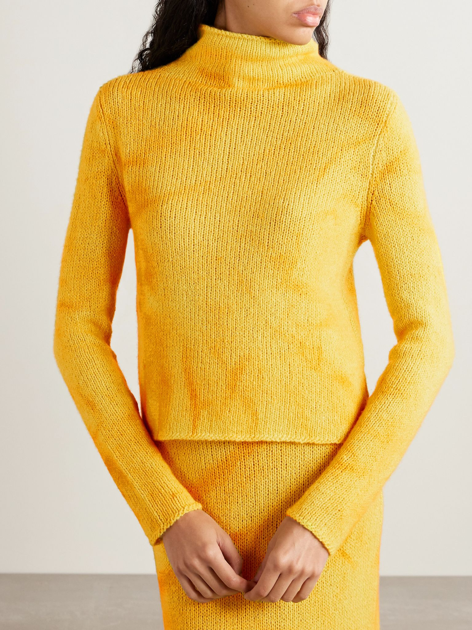 Daina tie-dyed cashmere turtleneck sweater Yellow - 3