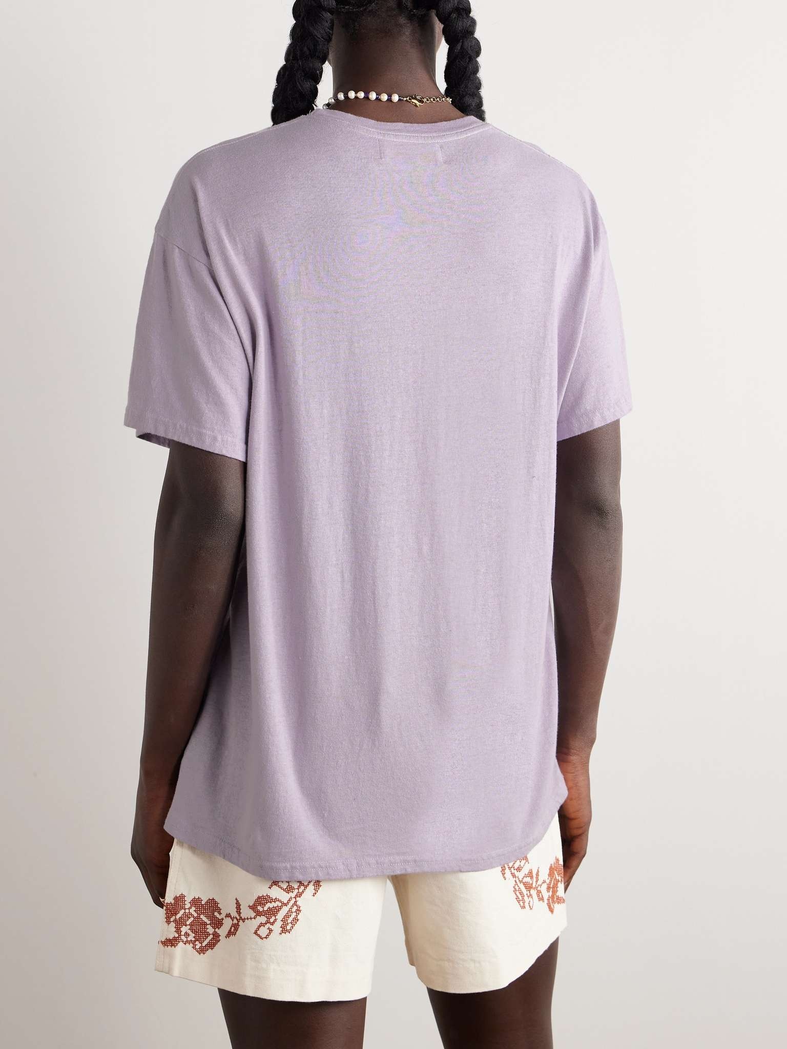 Printed Cotton and Linen-Blend Jersey T-Shirt - 4