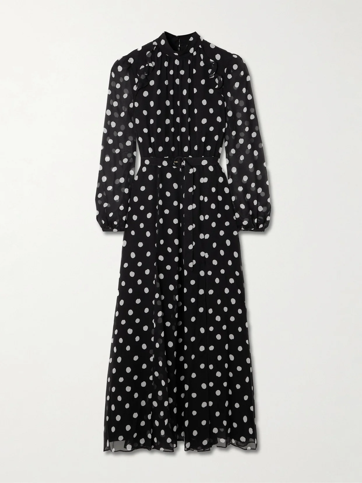 Jacqui-b Polka-dot Silk Crepe De Chine Maxi Dress - 1