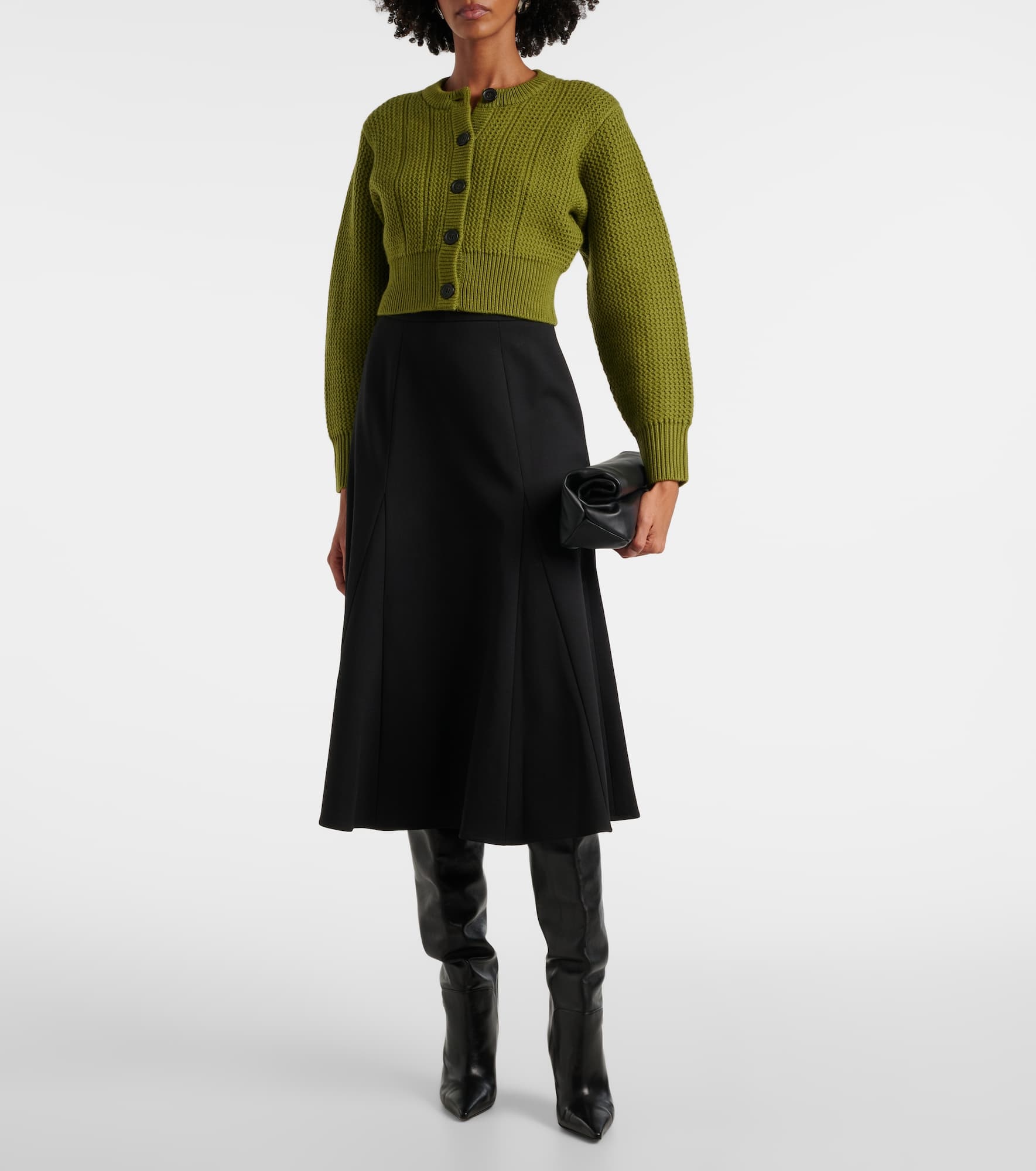 High-rise wool-blend midi skirt - 2