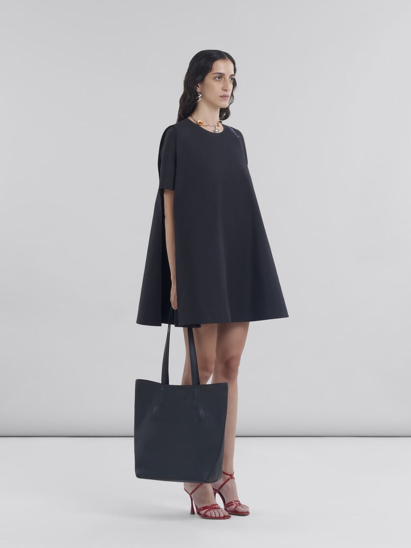 SHORT BLACK FLARED DRESS WITH MARNI SYMBOL - 6